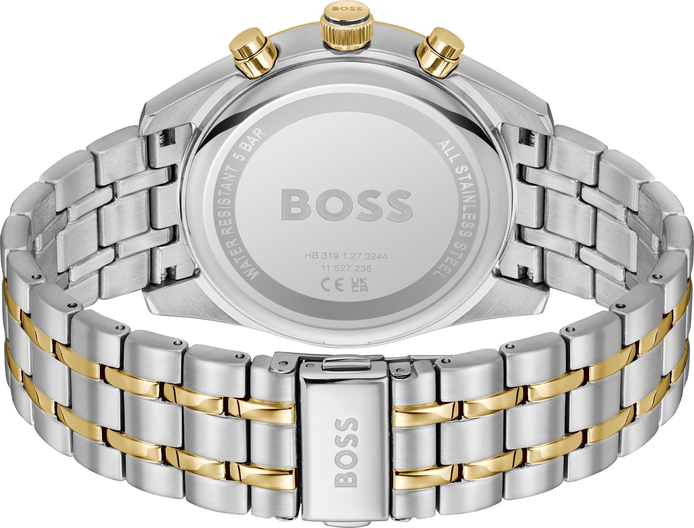 BOSS Chronograph »SKYTRAVELLER«, Quarzuhr, Armbanduhr, Herrenuhr, Edelstahlarmband, analog, Tag