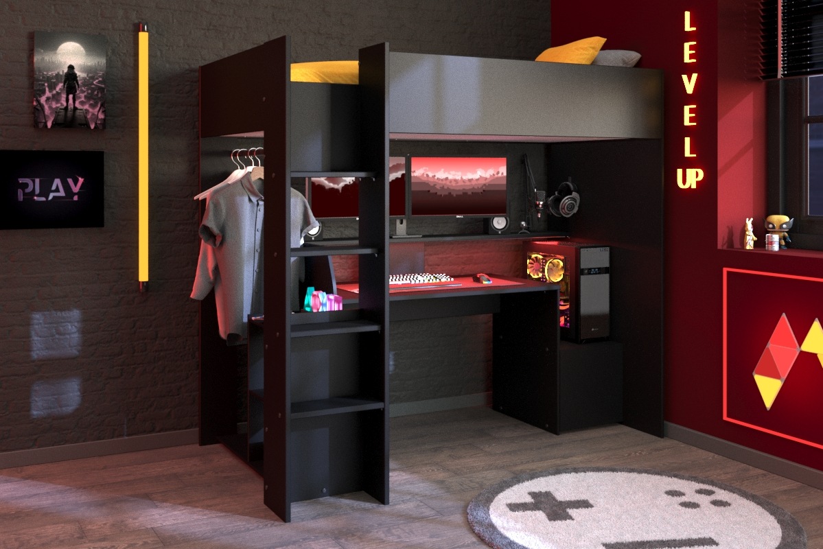 Home affaire Hochbett »Meddox, TOPSELLER! OTTOs Choice, Gamerbett, LED, Sch günstig online kaufen