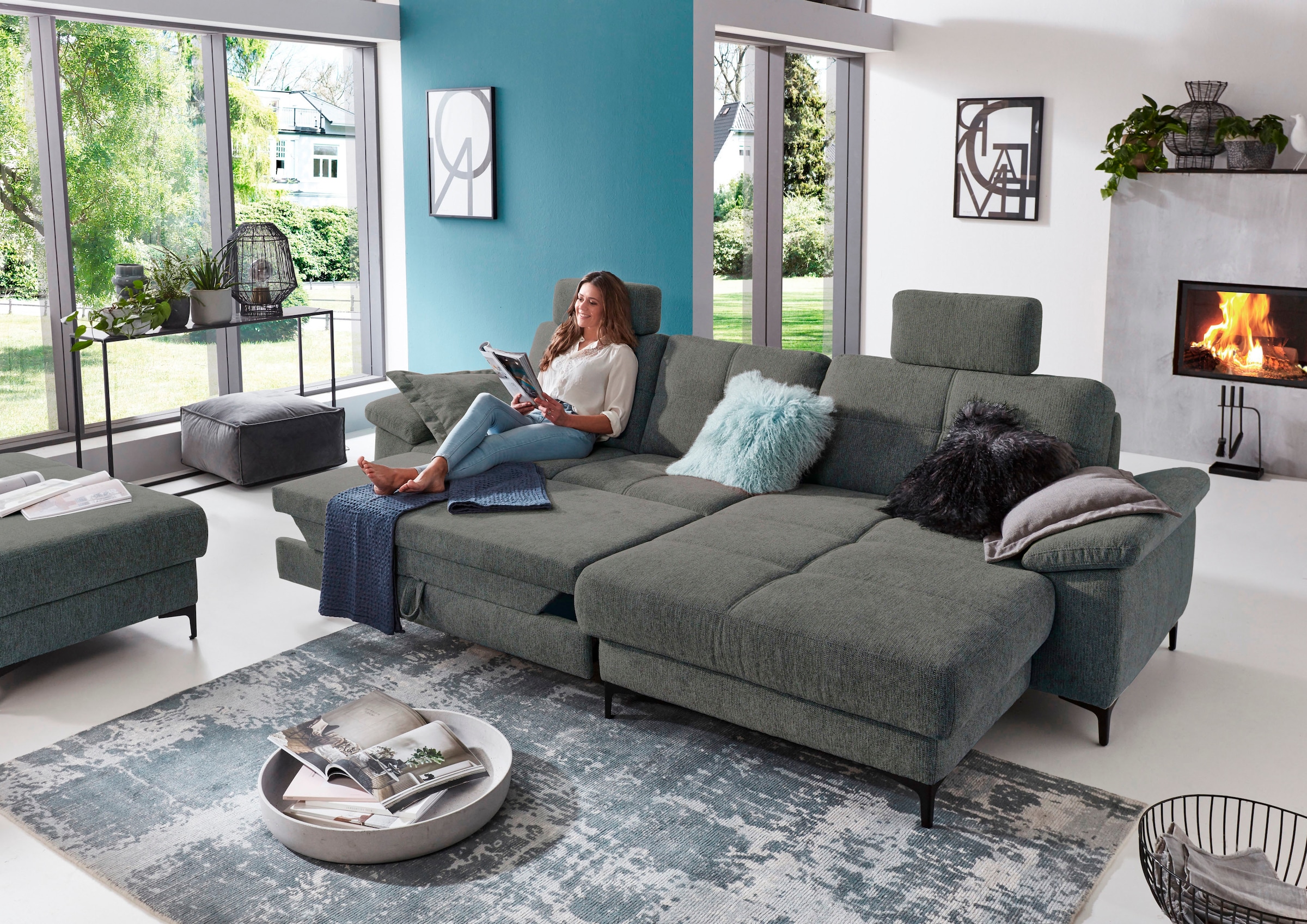 3C Carina Ecksofa »Burnaby bequem und modern, OTTOs Choice, L-Form«, 2 Kopfstützen, optional mit Schlaf- und motorischer Relaxfunktion