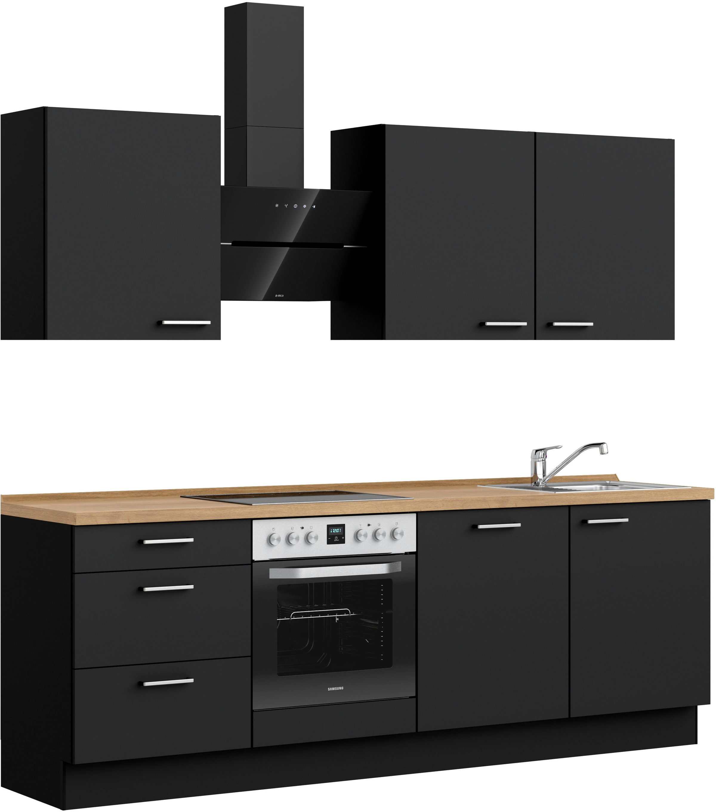 nobilia® Küchenzeile »"Touch II"« vormontiert, Ausrichtung wählbar, Breite 240 cm, wahlw. mit E-Geräten