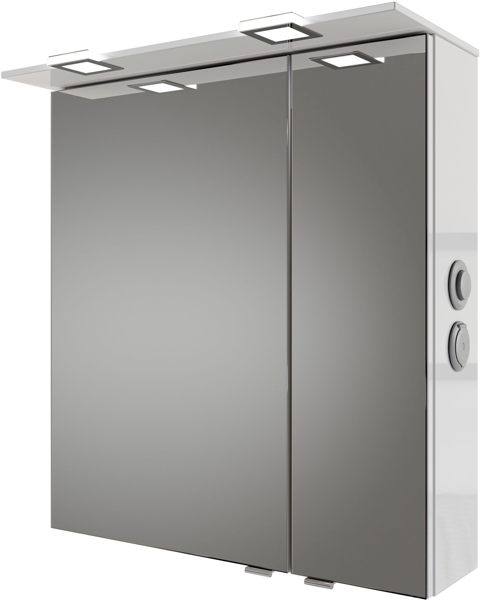 Saphir Badmöbel-Set »Serie 6025 2-teilig Mineralmarmor-Waschtisch mit LED-Spiegelschrank«, (2 St.), Waschplatz 67 cm breit, 2 Schubladen, 2 Spiegel-Türen, inkl Türdämpfer