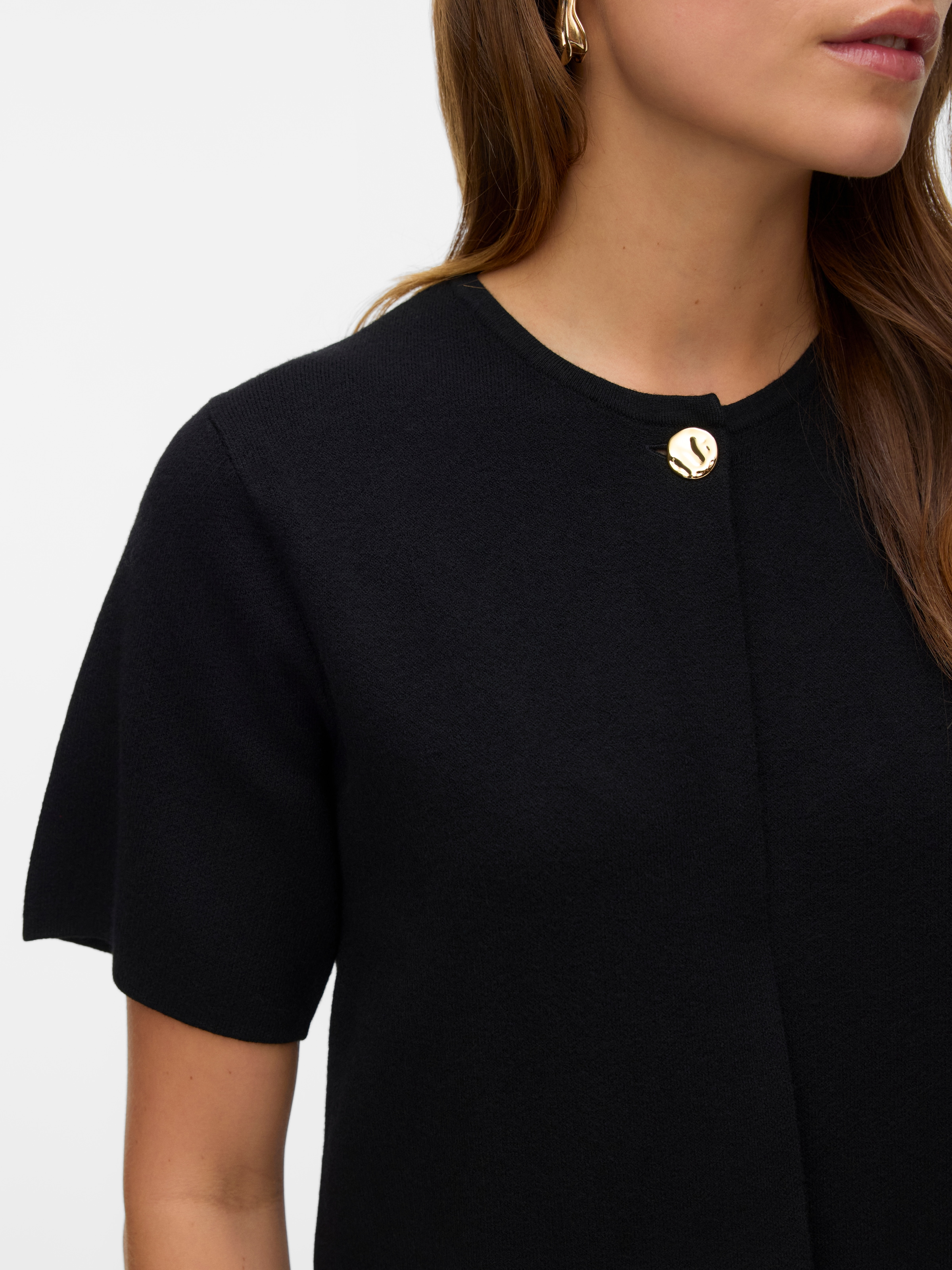 Vero Moda Strickjacke »VMGOLD SS O-NECK ONE BUTTON CARDIGAN«