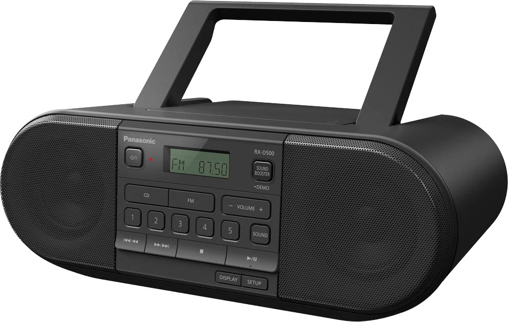 PANASONIC Boombox »RX-D500EG-K CD-« ( FM-Tuner UKW mit RDS 20 W) schwarz Einfache Bedienung: Lieblingssender sichern mit 5 großen Speichertasten