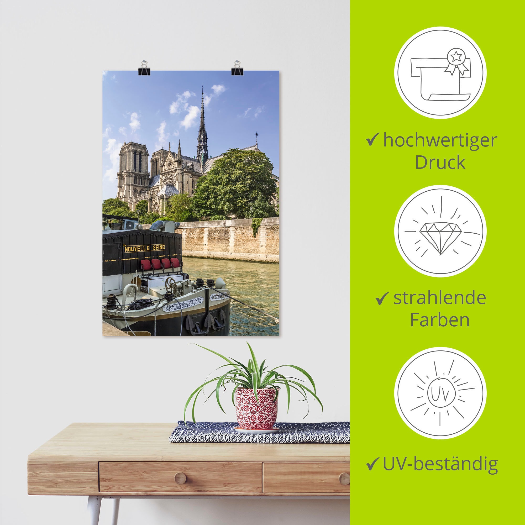 Artland Wandbild »Paris Kathedrale Notre-Dame«, Paris, (1 St.), als Alubild, Leinwandbild, Wandaufkleber oder Poster in versch. Größen