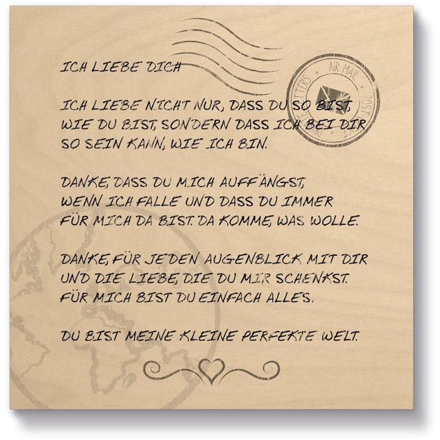 Artland Holzbild »Ich liebe Dich«, Sprüche & Texte, (1 St.) auf Raten  bestellen