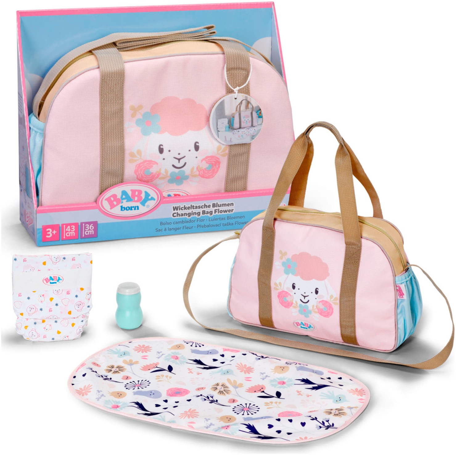 Baby Born Puppen Wickeltasche "Wickeltasche Blumen", rosa