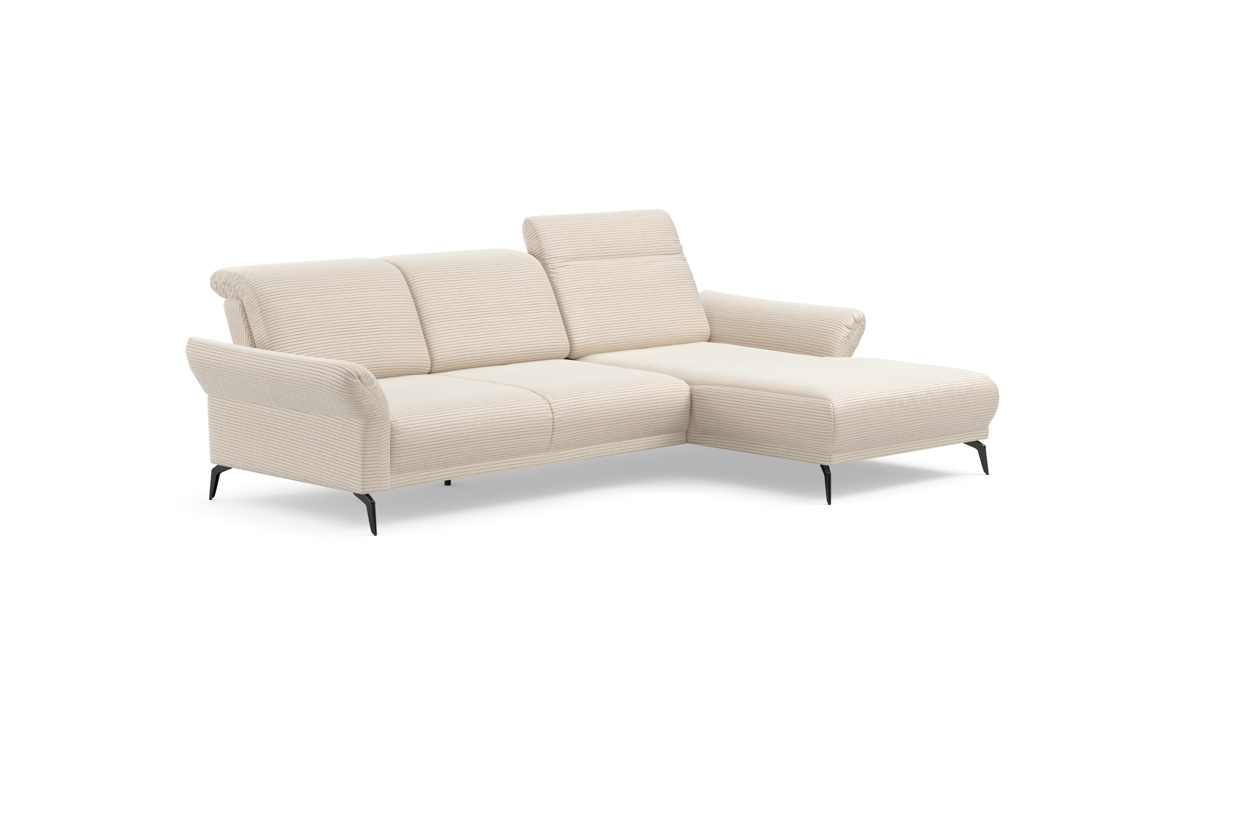 INOSIGN Ecksofa »Coco L-Form«, Sitztiefen-, Arm- und Kopfteilverstellung, Cord-Bezug, Fußhöhe 15 cm
