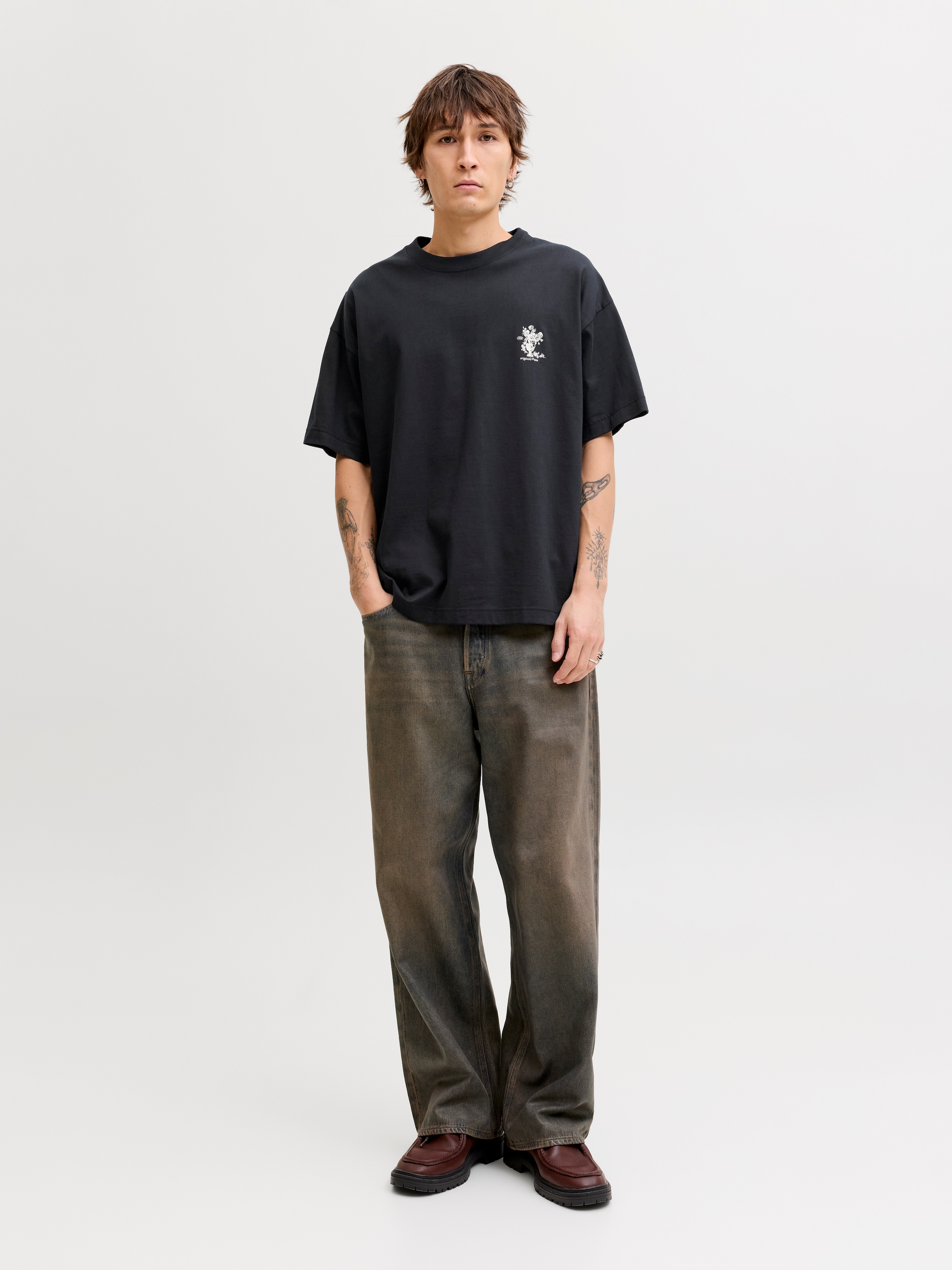 Jack & Jones Kurzarmshirt »JORMAINE BACK TEE SS CREW NECK SN« Baumwolle, relaxed fit