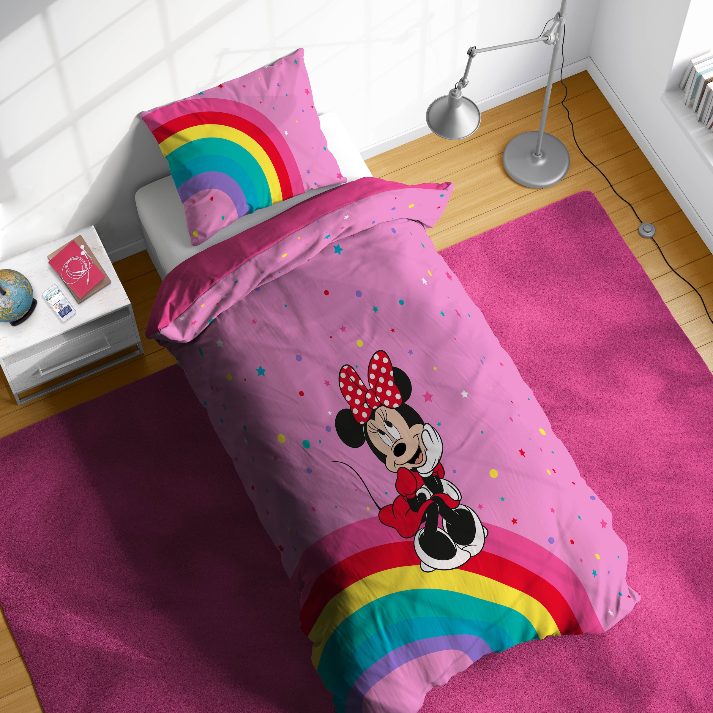 Disney Kinderbettwäsche »Minnie Mouse Rainbow« 2 100% Baumwolle
