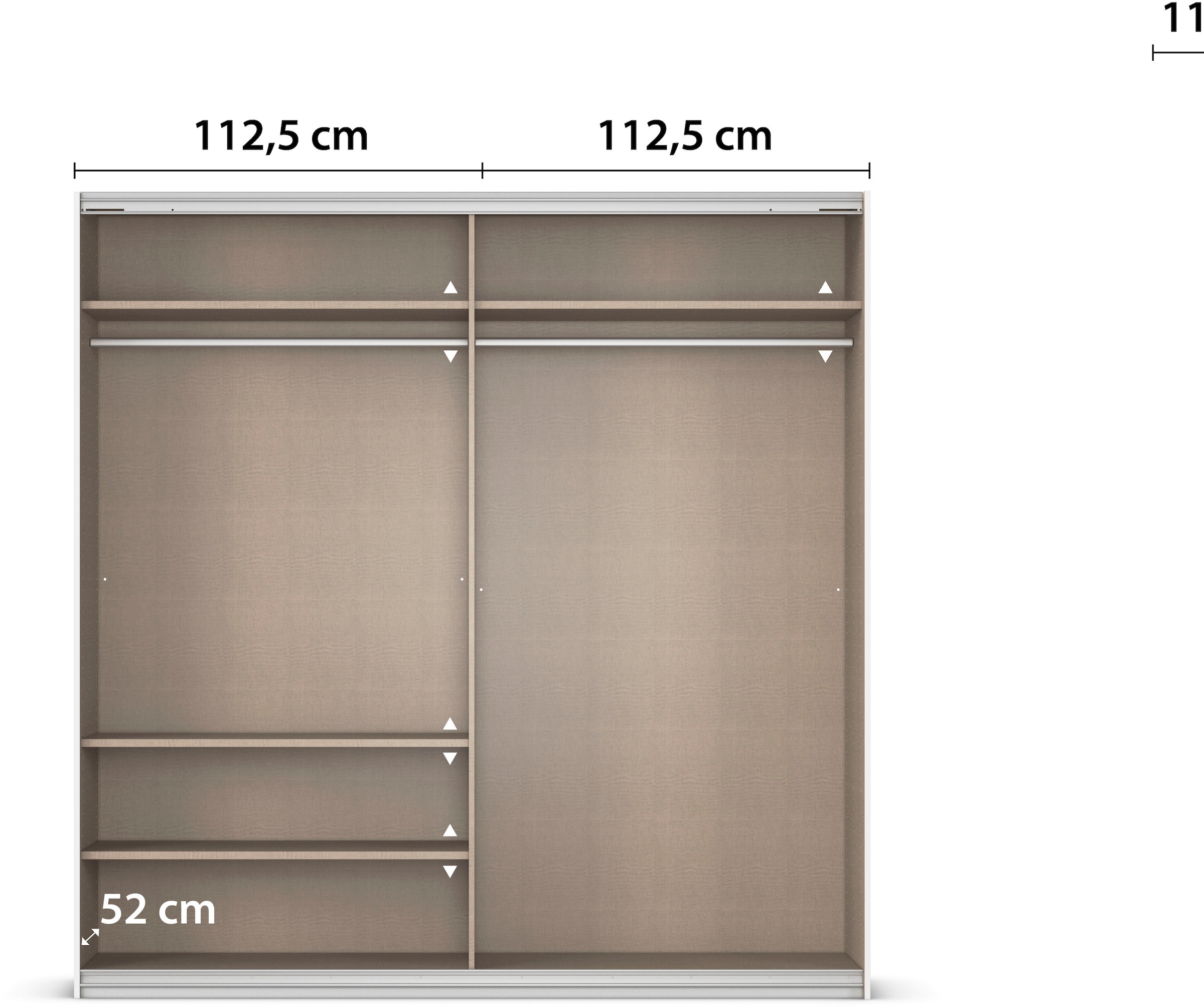 INOSIGN BY RAUCH Schwebetürenschrank »Kleiderschrank Schrank Garderobe Schlafzimmerschrank THANOS«, (in 3 verschiedenen Ausstattungen BASIC/CLASSIC/PREMIUM), Optional mit Spiegel, Metall-Griffleisten alufarben MADE IN GERMANY