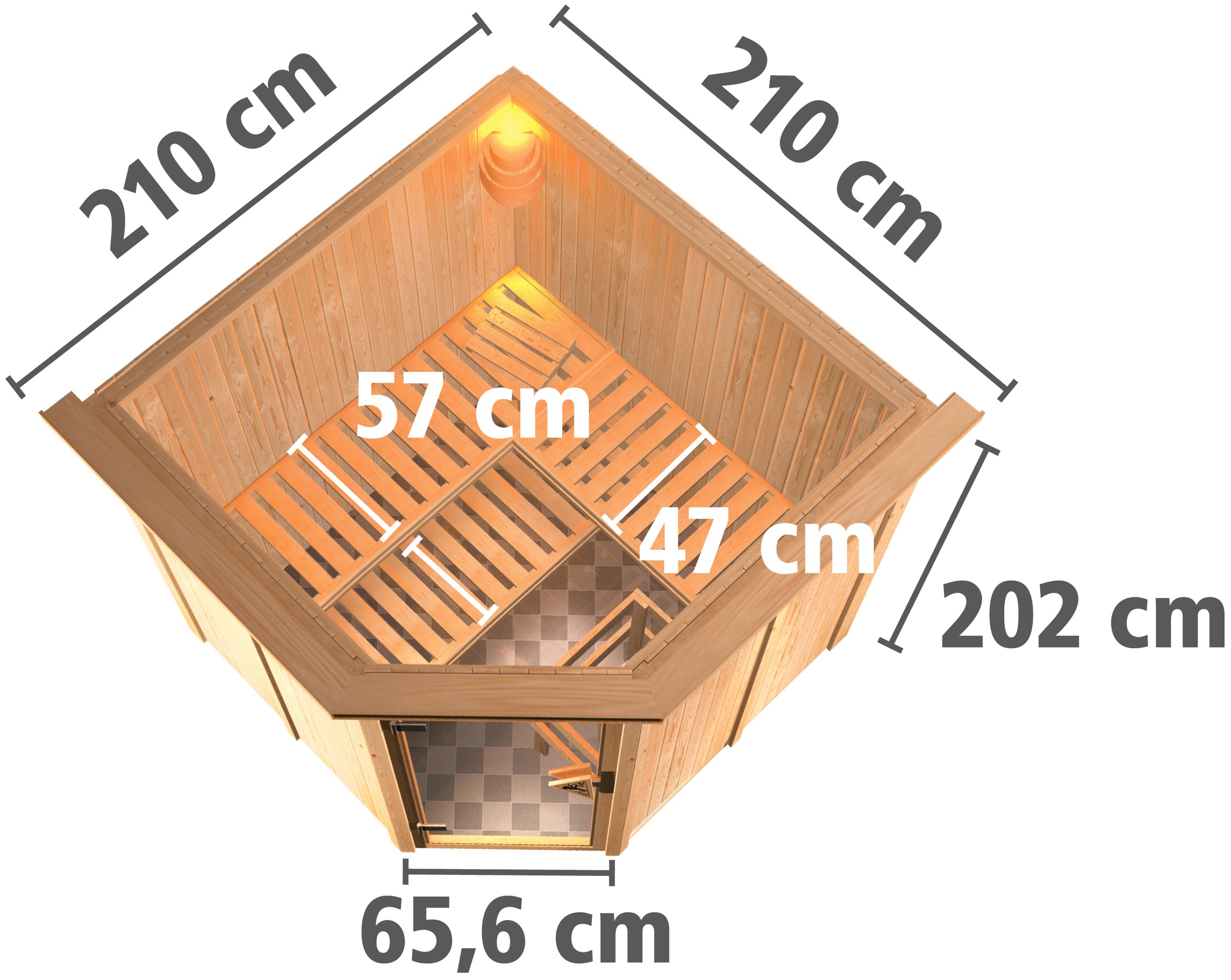 Karibu Sauna »Jarin«, 9-kW-Bio-Ofen mit externer Steuerung