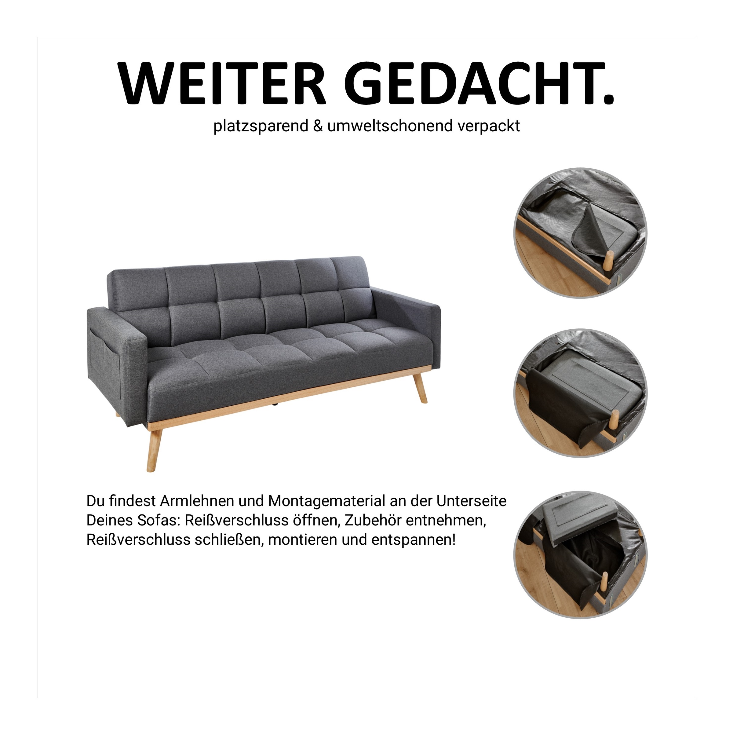 Jahnke Schlafsofa »CHILLAX BOX« mit Schlaffunktion, Seitentasche, Breite 214 cm