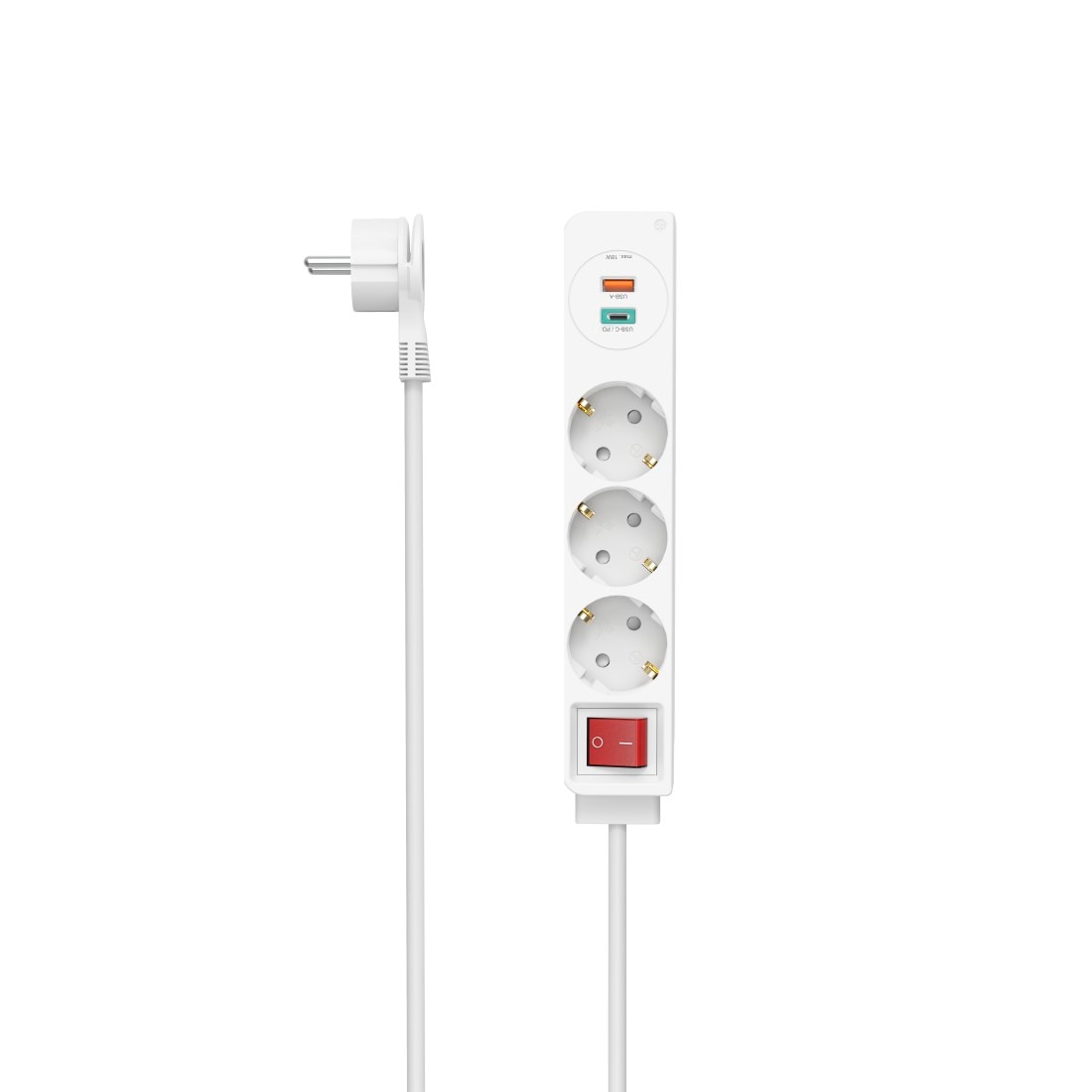 Hama Steckdosenleiste »Steckdosenleiste, 3-fach, USB-C/A 18W, PD/QC™, Flachst., 1,4 m«, 5-fach, (Ein- / Ausschalter-USB-Anschlüsse Schutzkontaktkupplung-Schutzkontaktstecker Kabellänge 1,4 m), 1 x USB-A, 1 x USB-C