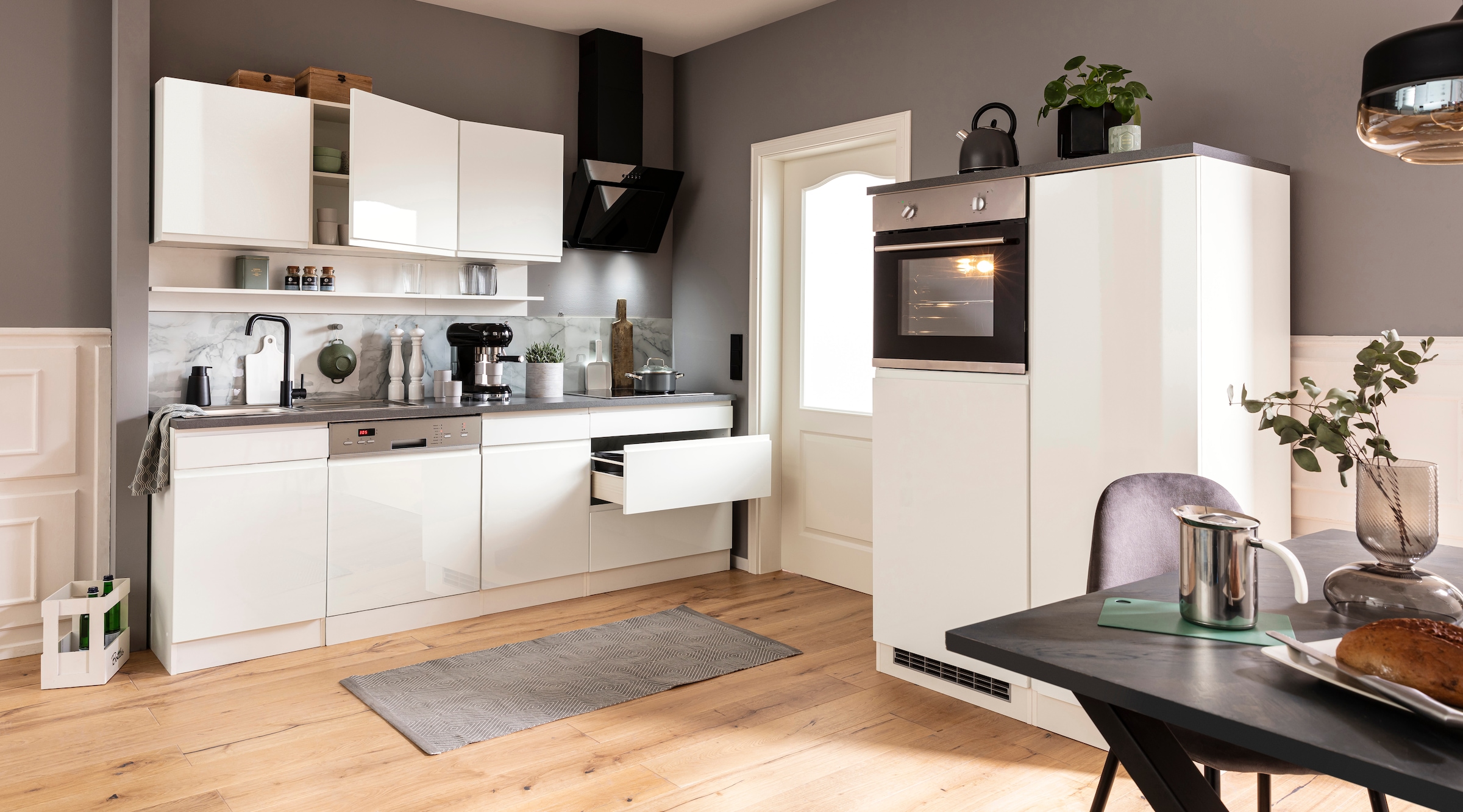 KOCHSTATION Küchenzeile »KS-Virginia«, Breite 350 cm, ohne E-Geräte