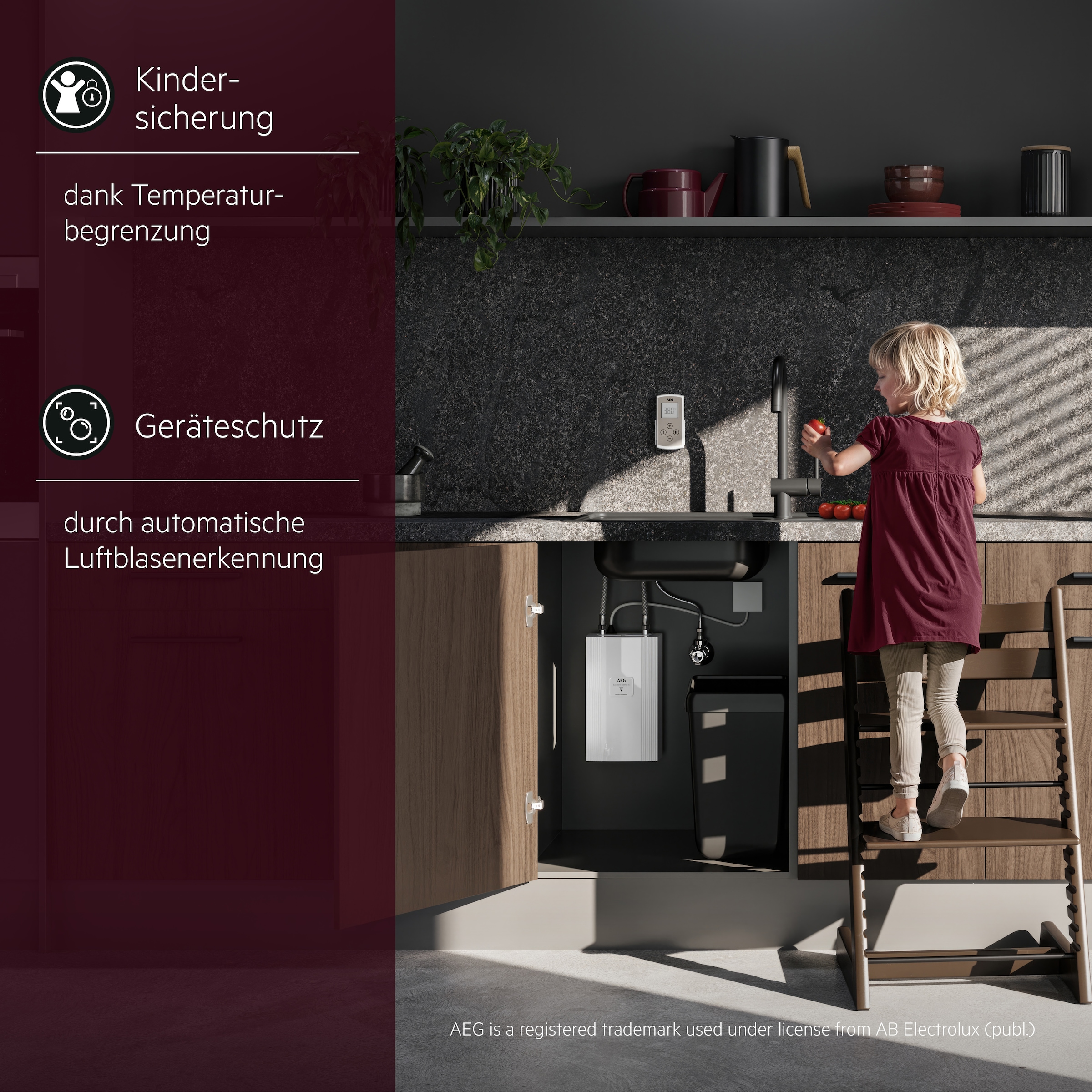 AEG Haustechnik Kompakt-Durchlauferhitzer »DDLE Kompakt FB«, 11/13 kW umschaltbar, Fernbedienung, Untertischmontage, für die Küche