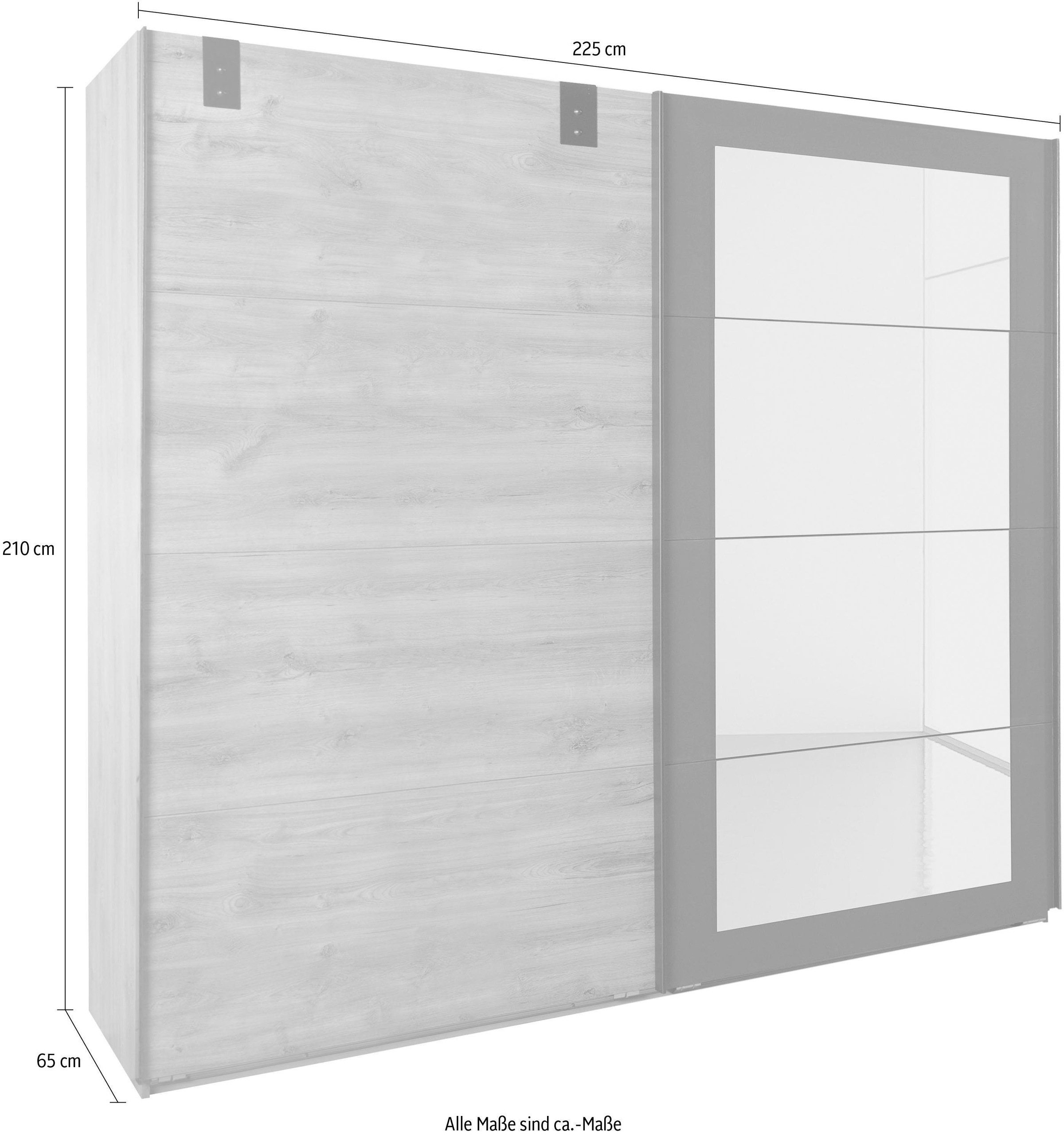 Wimex Schwebetürenschrank »Malmö, Kleiderschrank wahlweise mit oder ohne Spiegel«, Kleiderschrank im Industrial Design, 225 oder 270cm breit