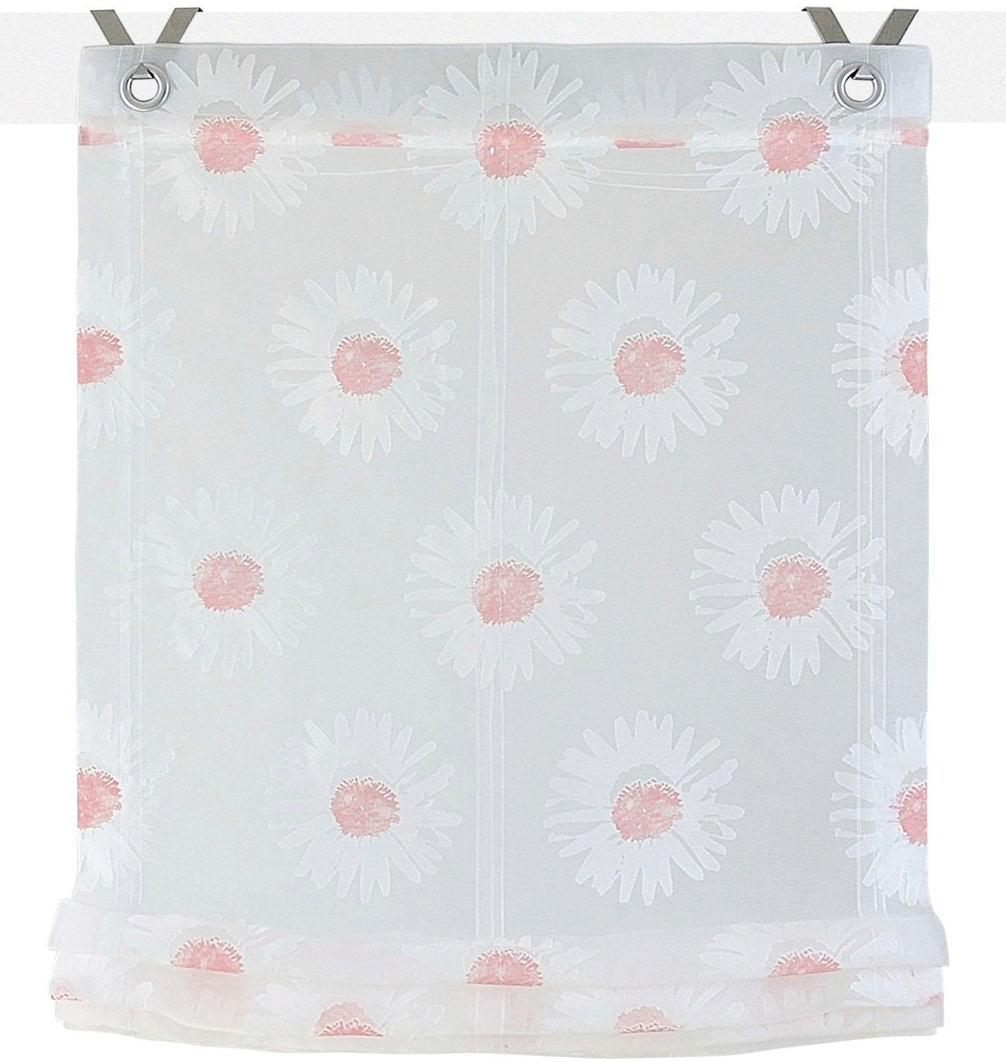 Kutti »Daisy«, ohne mit transparent, freihängend, bestellen mit Organza, bedruckt, Hakenaufhängung, Raffrollo Edelstahlhaken auf Rechnung Blumen. Bohren, Floral,