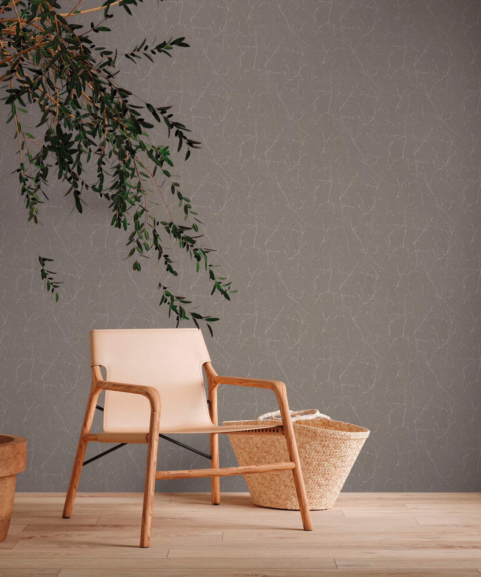A.S. Création Vliestapete »Terra Tapete Äste«, matt-gemustert-neutral, Natur-Tapete Landhaus Floral Tapeten Wohnzimmer Schlafzimmer Küche