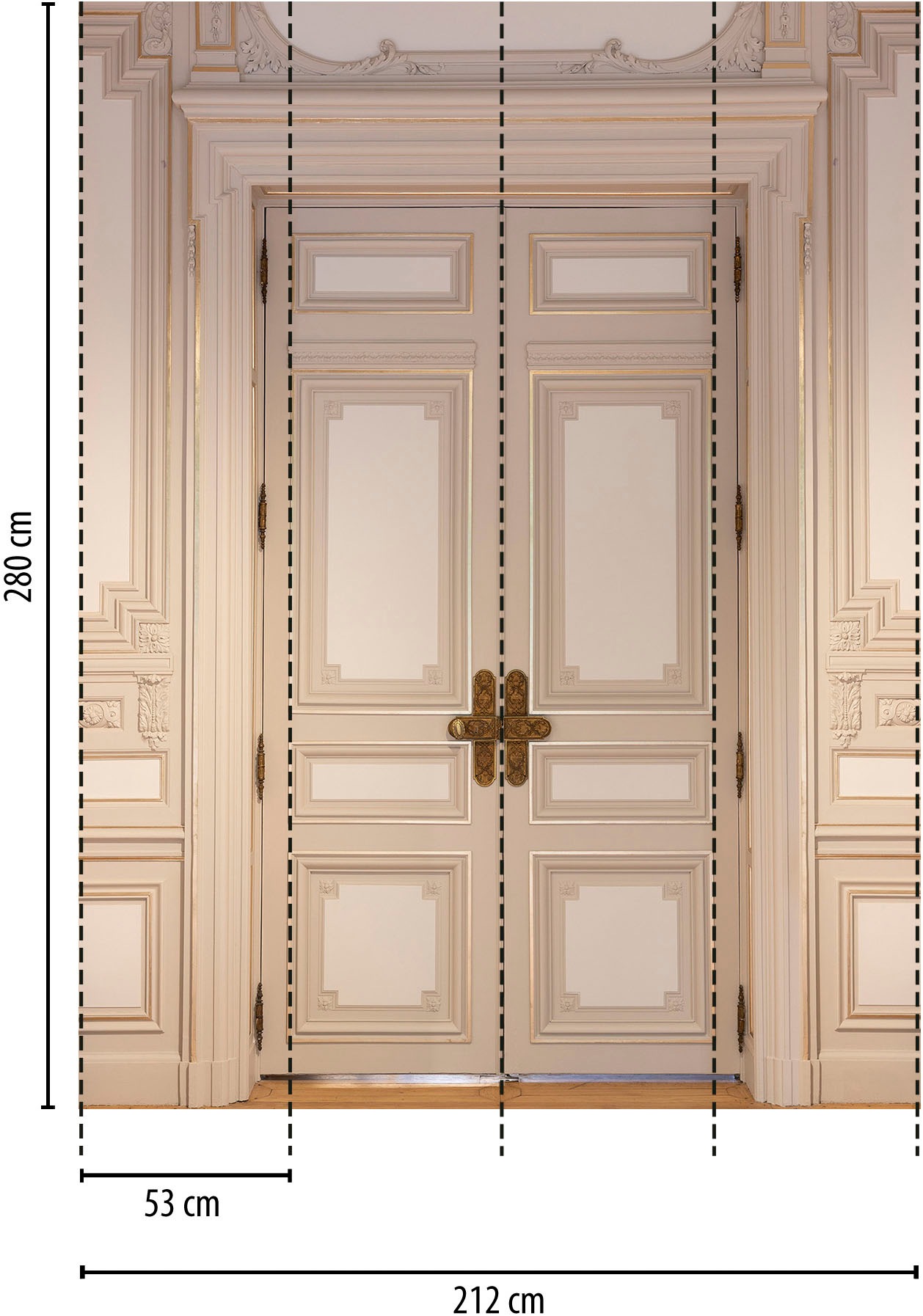 living walls Vliestapete »Fototapete Doppeltür Barock Beige Klassisch« matt strukturiert