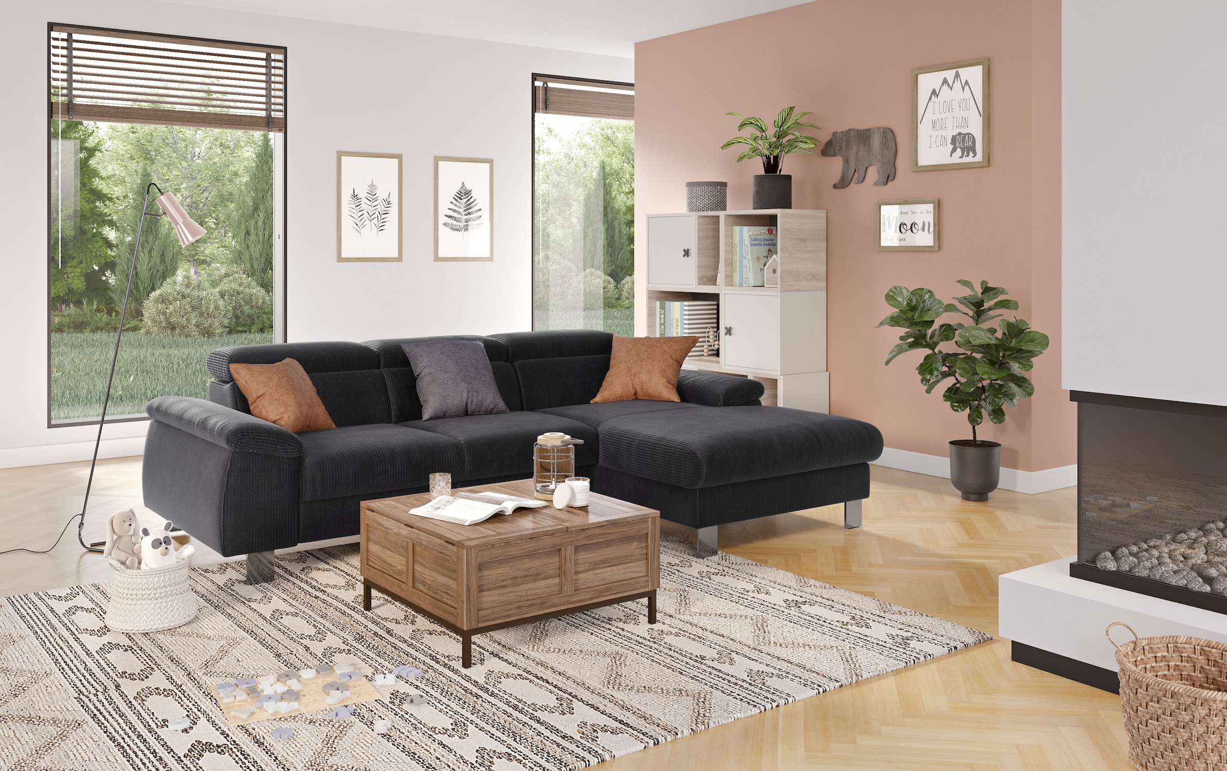 COTTA Ecksofa »Komaris L-Form, B: 244 cm« mit Kopfteilverstellung, optional günstig online kaufen