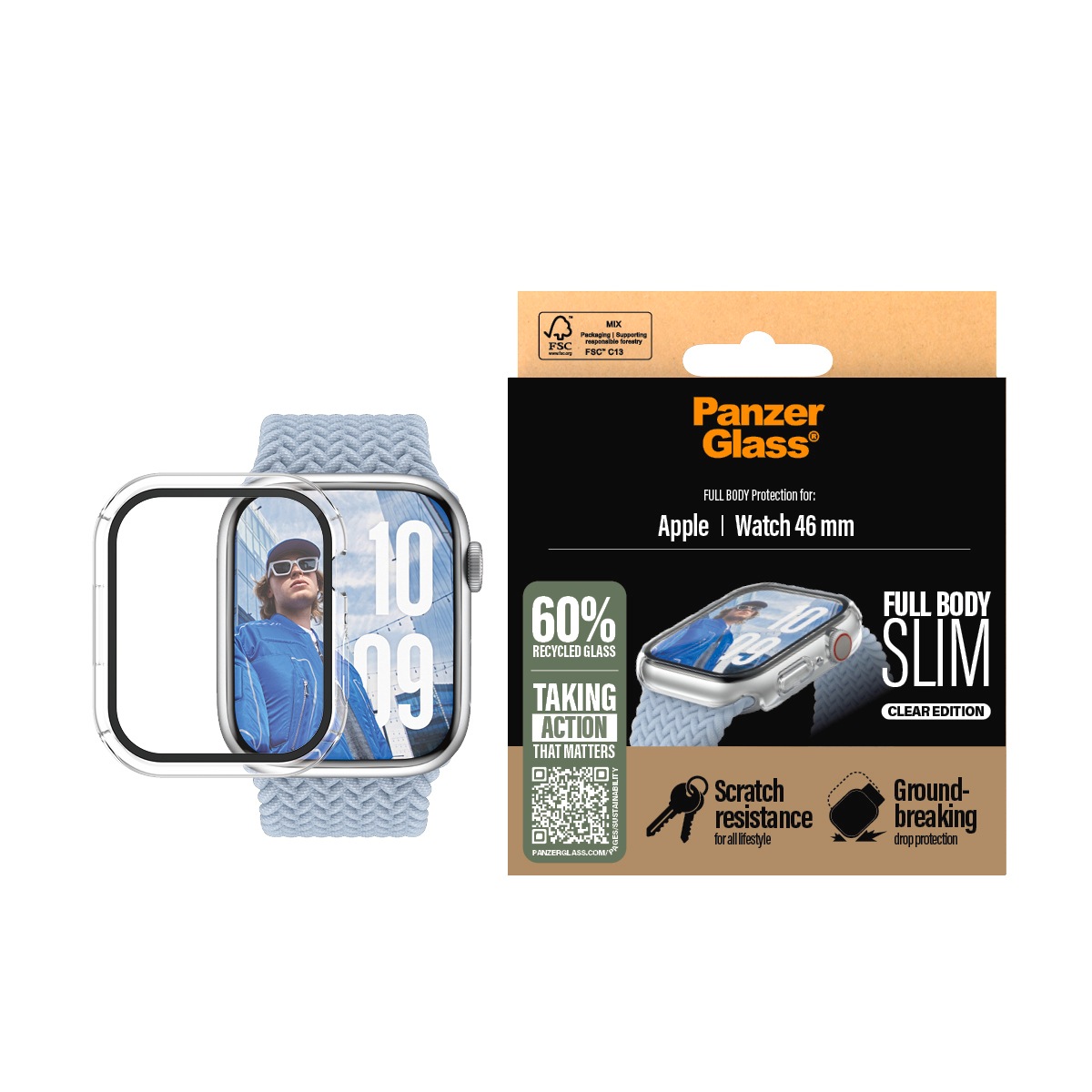 CARE BY PANZERGLASS Displayschutzglas »Slim Full Body Protection« für Apple Watch 10 46mm Schutzhülle, Schutzfolie, Bildschirmschutz, kratz- &...