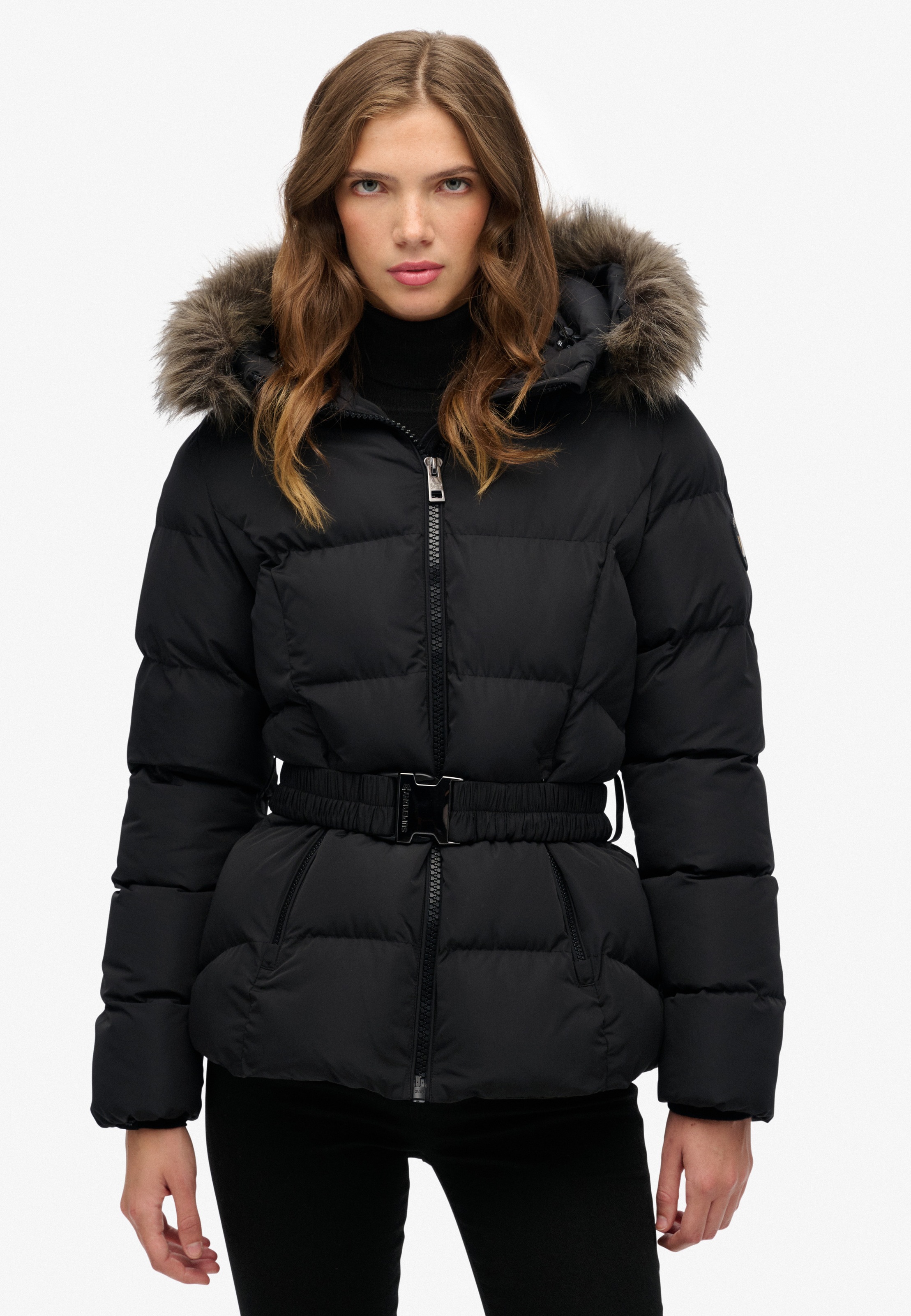 SUPERDRY Steppjacke »FUJI BELTED PUFFER« mit Kapuze Black M M Moderne Pufferjacke von Superdry