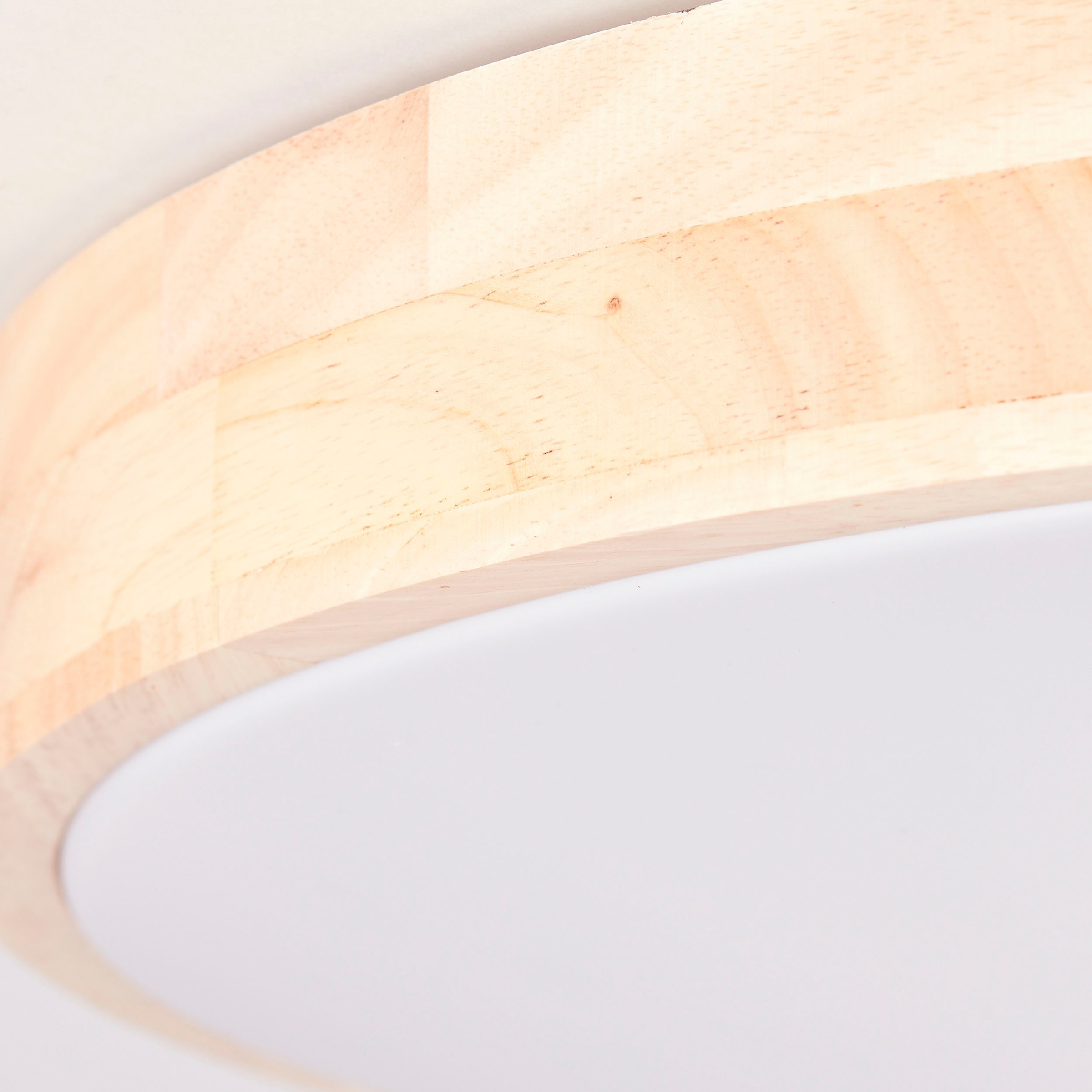 BreLight LED Wandleuchte »Slimline«, D 50 cm, 3800 lm, 3000-6500 K, CCT, dimmbar, Holz hell/weiß