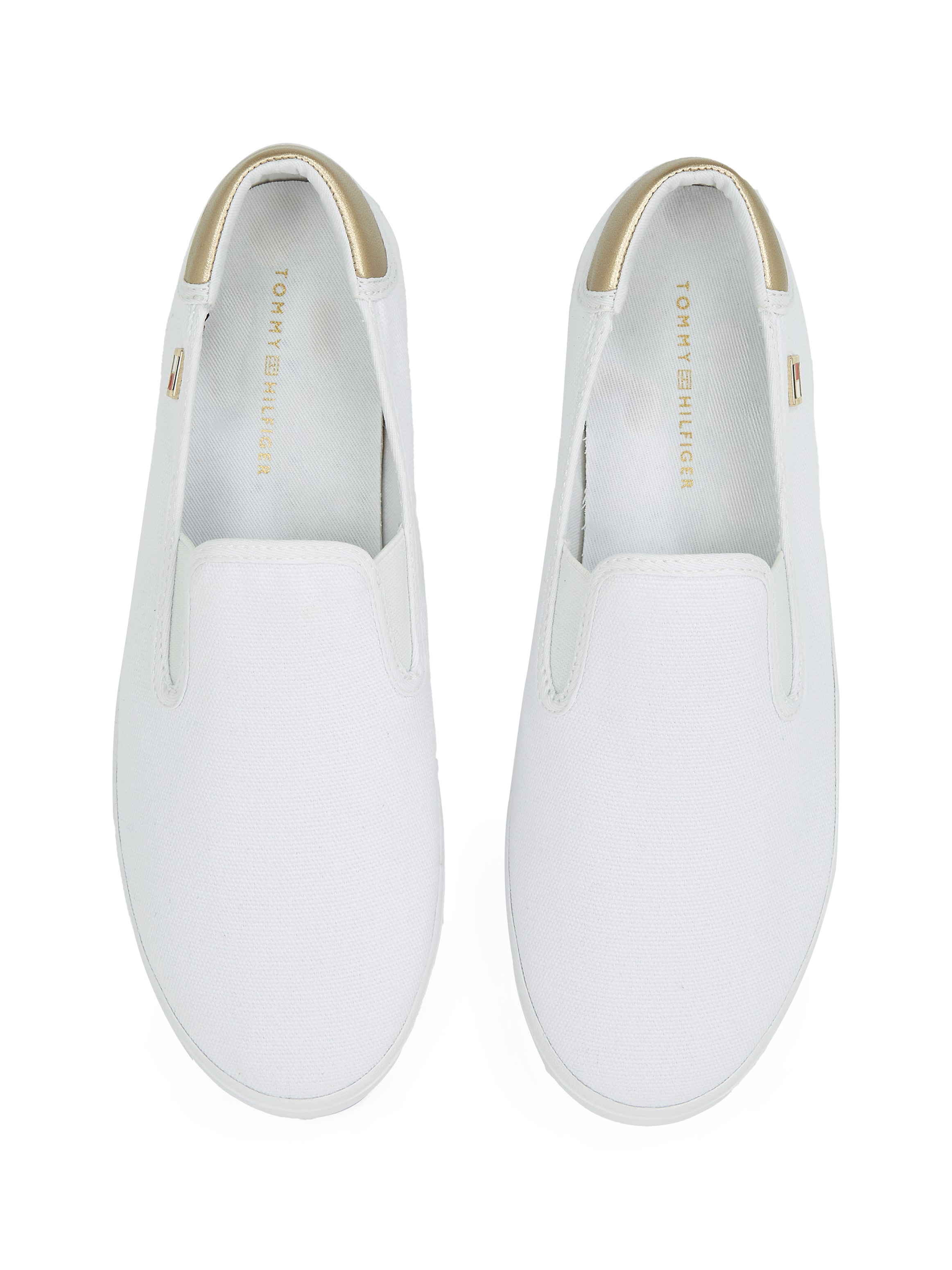 Tommy Hilfiger Slip-On Sneaker »VULC CANVAS SLIP-ON SNEAKER«, Plateau, Freizeitschuh, Halbschuh mit Kontrastbesatz, schmale Form