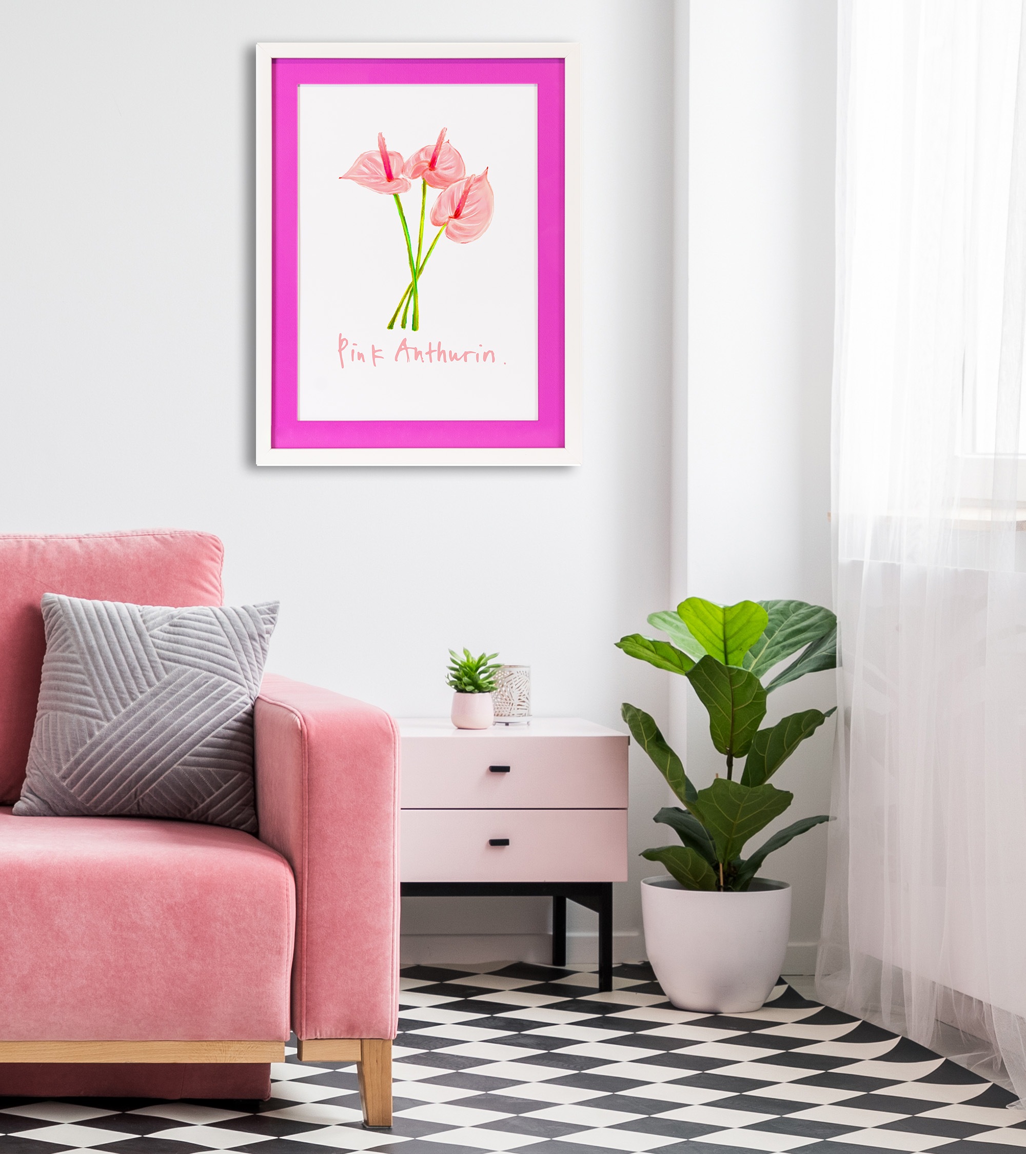 queence Bild mit Rahmen »Blume, pink«, Blumen-Blumenbilder, (1 St.), Poster günstig online kaufen