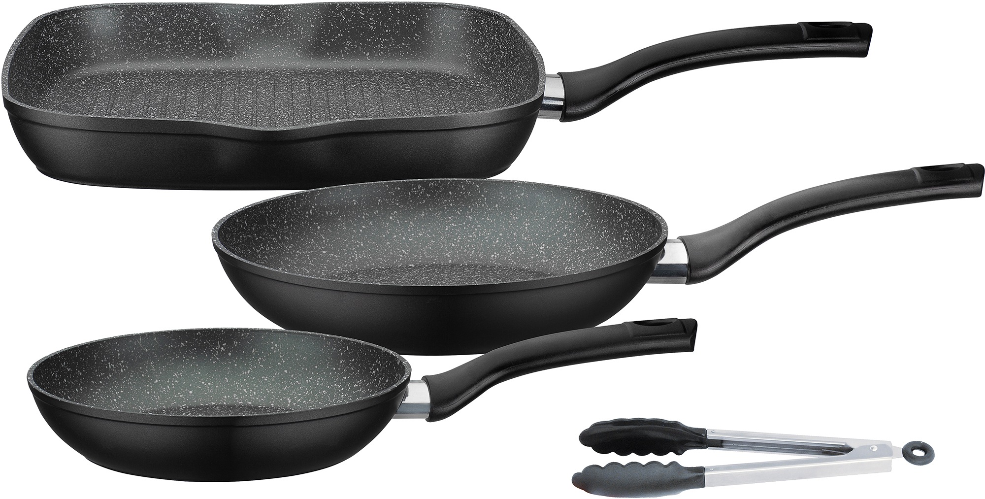 GSW Topf-Set »Gourmet Granit«, Aluminiumguss, (Set, 7 tlg., (3 Pfannen, 1  Bräter, 1 Multi-Wok, 1 Kochzange, 1 Pfannenwender), Induktion auf Raten  kaufen