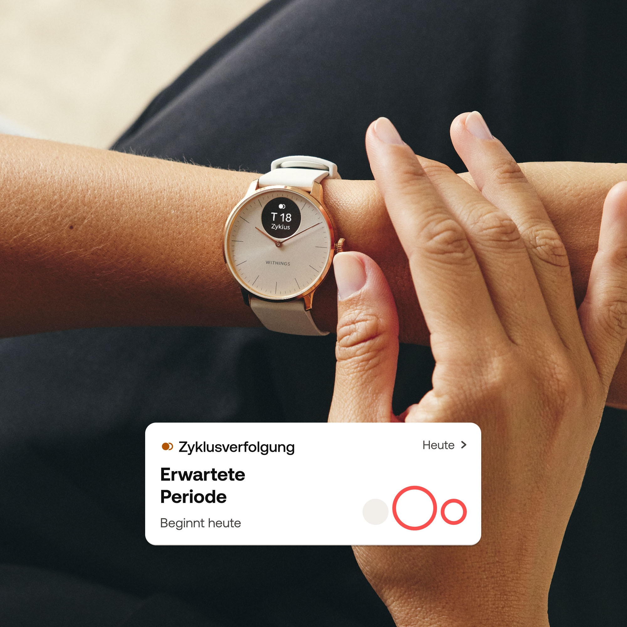 Withings Smartwatch »ScanWatch Light 37mm RoseGold, Akku bis 30 Tage, 50 M Wasserdicht«, (/ 0,63 Zoll), Leicht, elegant, langlebig, hybride, für tägliches Gesundheitstracking