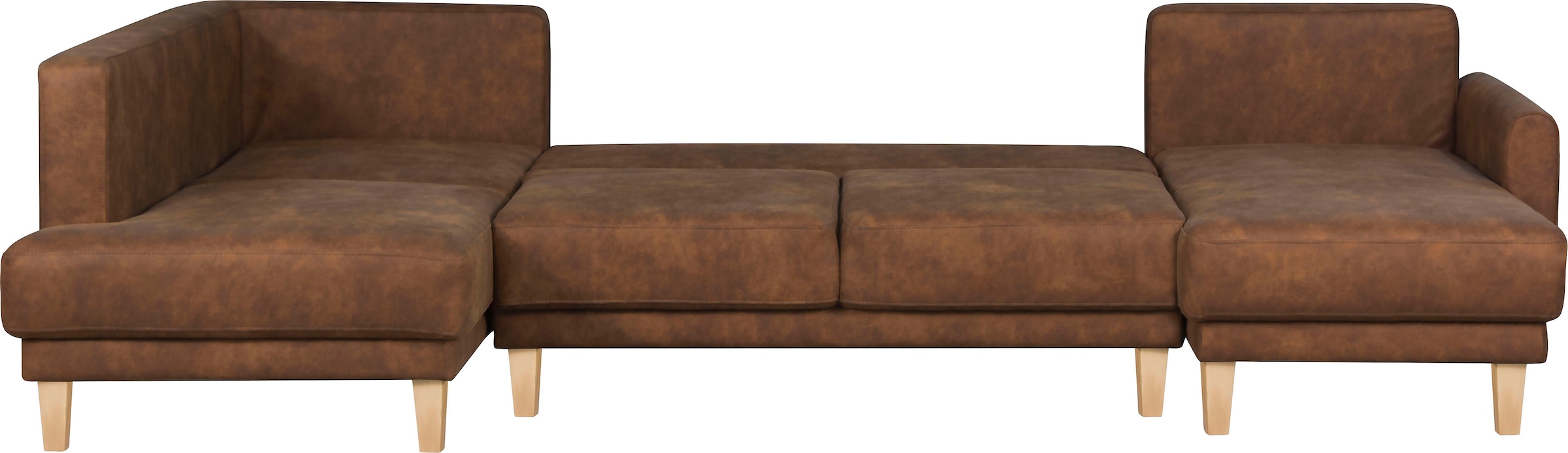 Home affaire Wohnlandschaft »TRIPLO U-Form wahlweise mit Schlaffunktion, B/T/H: 310/192/90 cm«, Schlafsofa, auch mit Bettkasten, Steppung im Rückenkissen