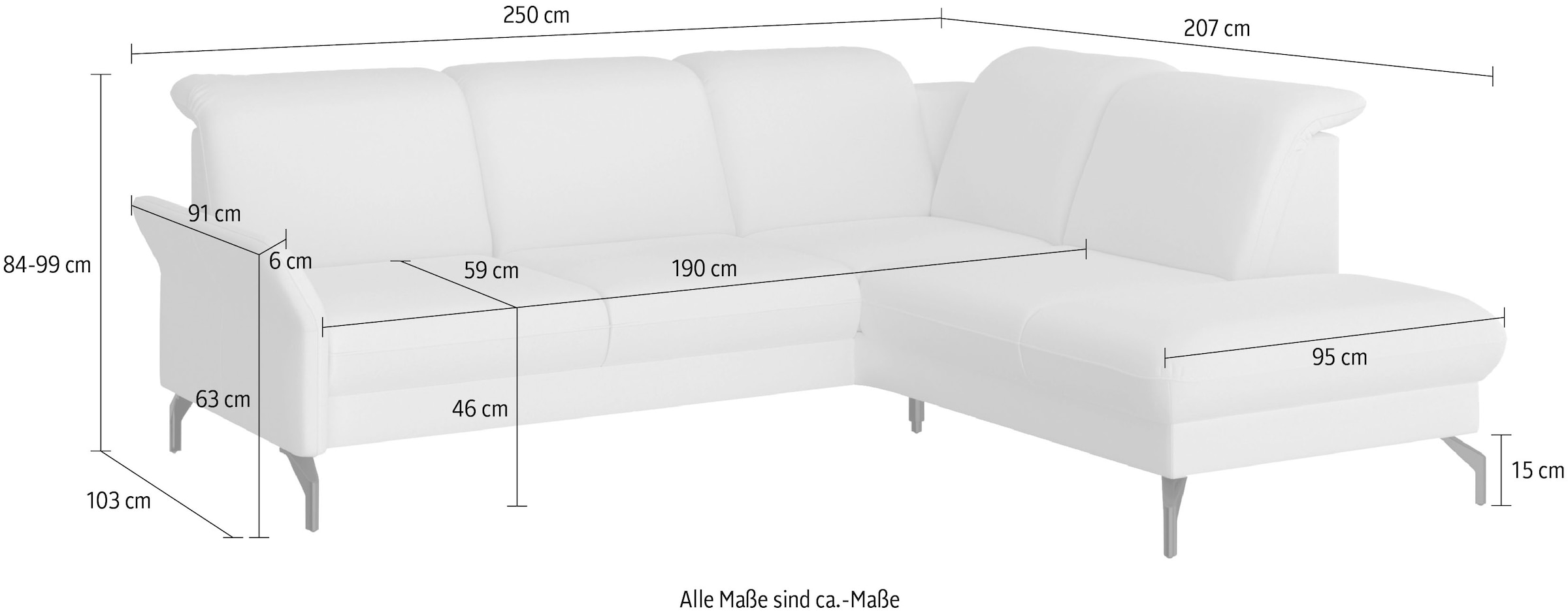 sit&more Ecksofa »Fashion L-Form«, wahlweise mit Kopfteilverstellung und Vorziehsitz, motorisch
