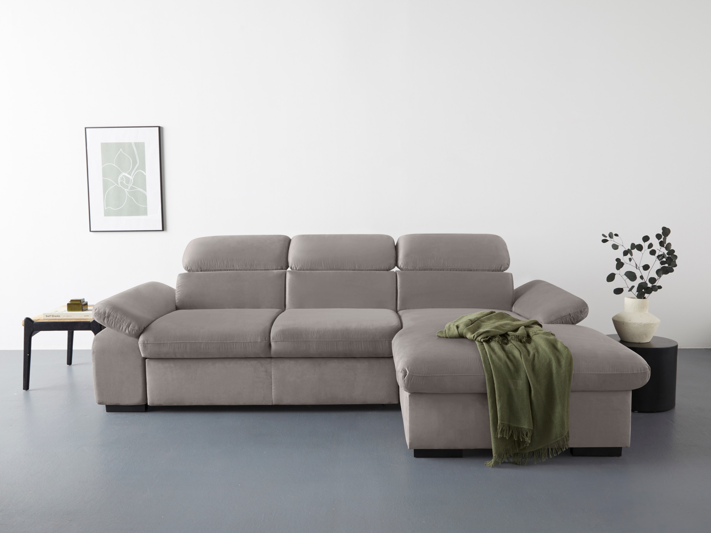 COTTA Ecksofa »Lola L-Form mit Kopfteilfunktion & Hocker« wahlweise mit Bet günstig online kaufen