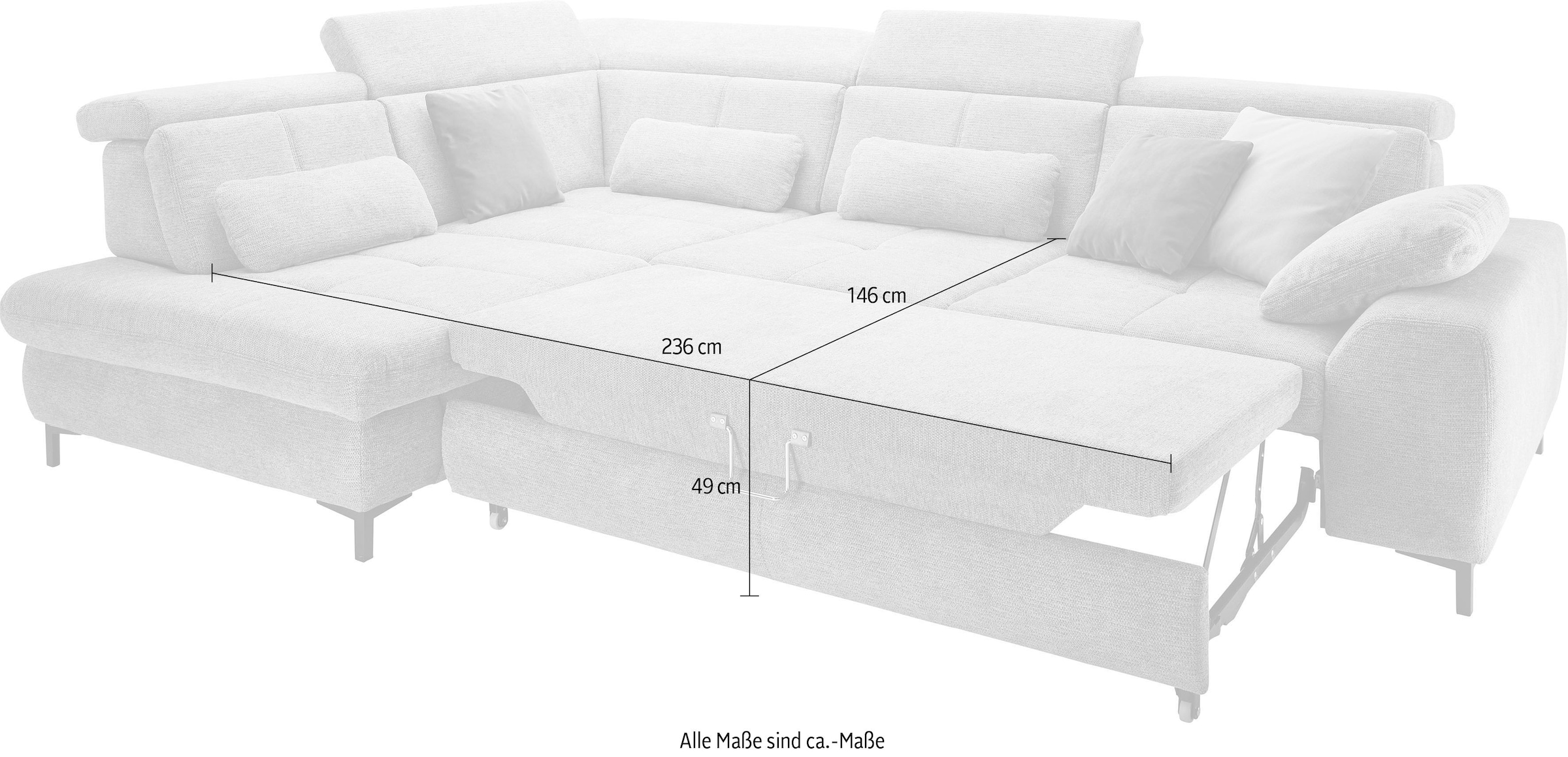 set one by Musterring Ecksofa, Kaltschaumpolsterung, Flachgewebe, whlw. mit Funktionen, Sitzhöhe 49