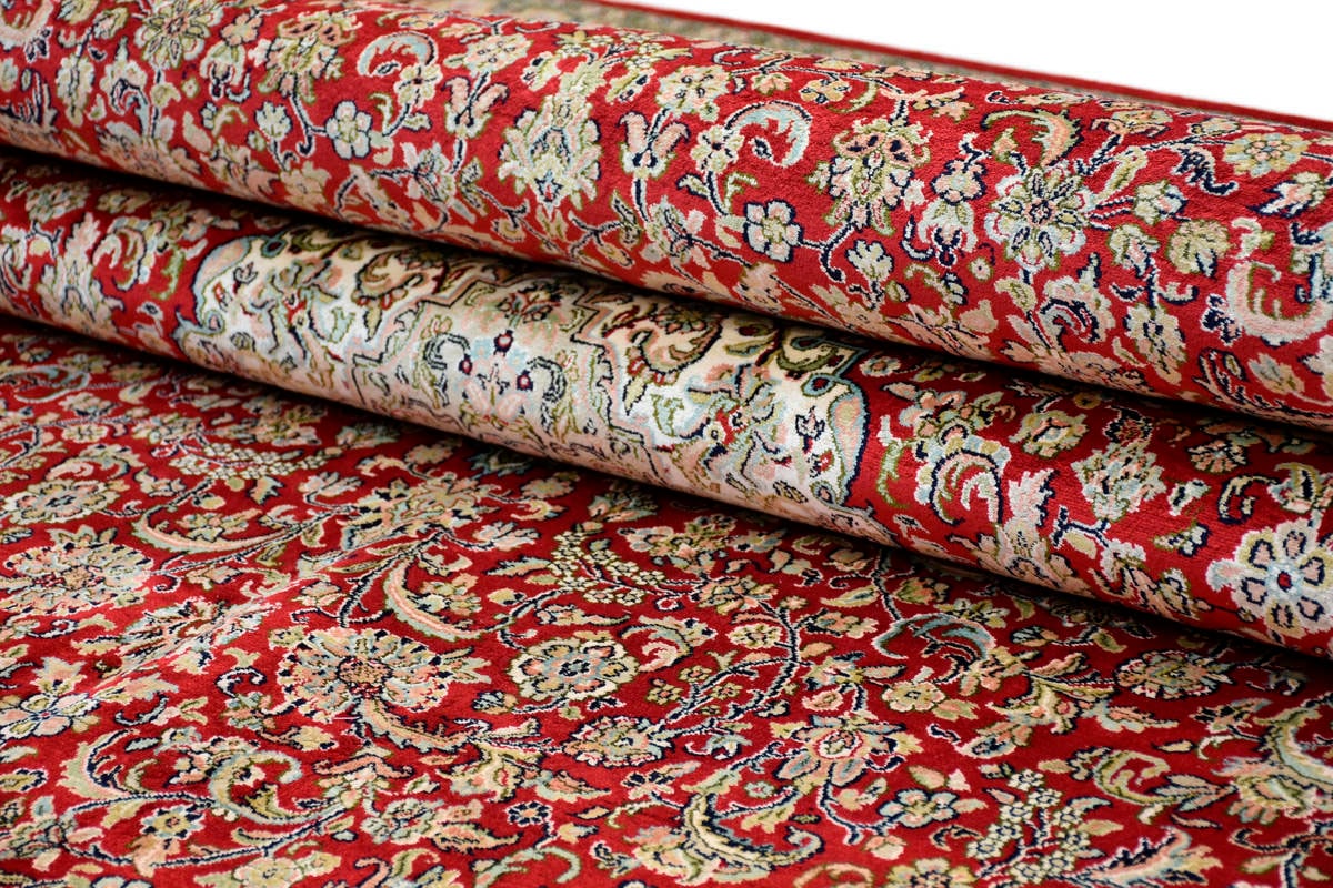 Kayoom Seidenteppich »Kashan 5840«, rechteckig, 10 mm Höhe, Einzelstück mit Zertifikat, Wohnzimmer