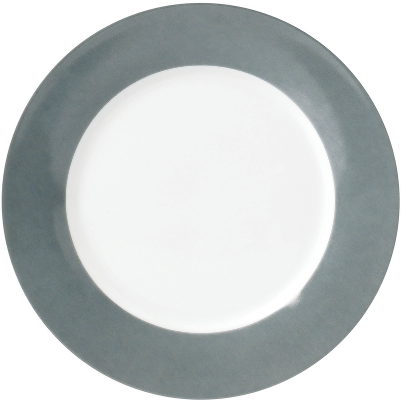 VAN WELL Speiseteller »Vario« Porzellan, spülmaschinen- und mikrowellengeeignet, Ø 26, 5 cm grau, weiß