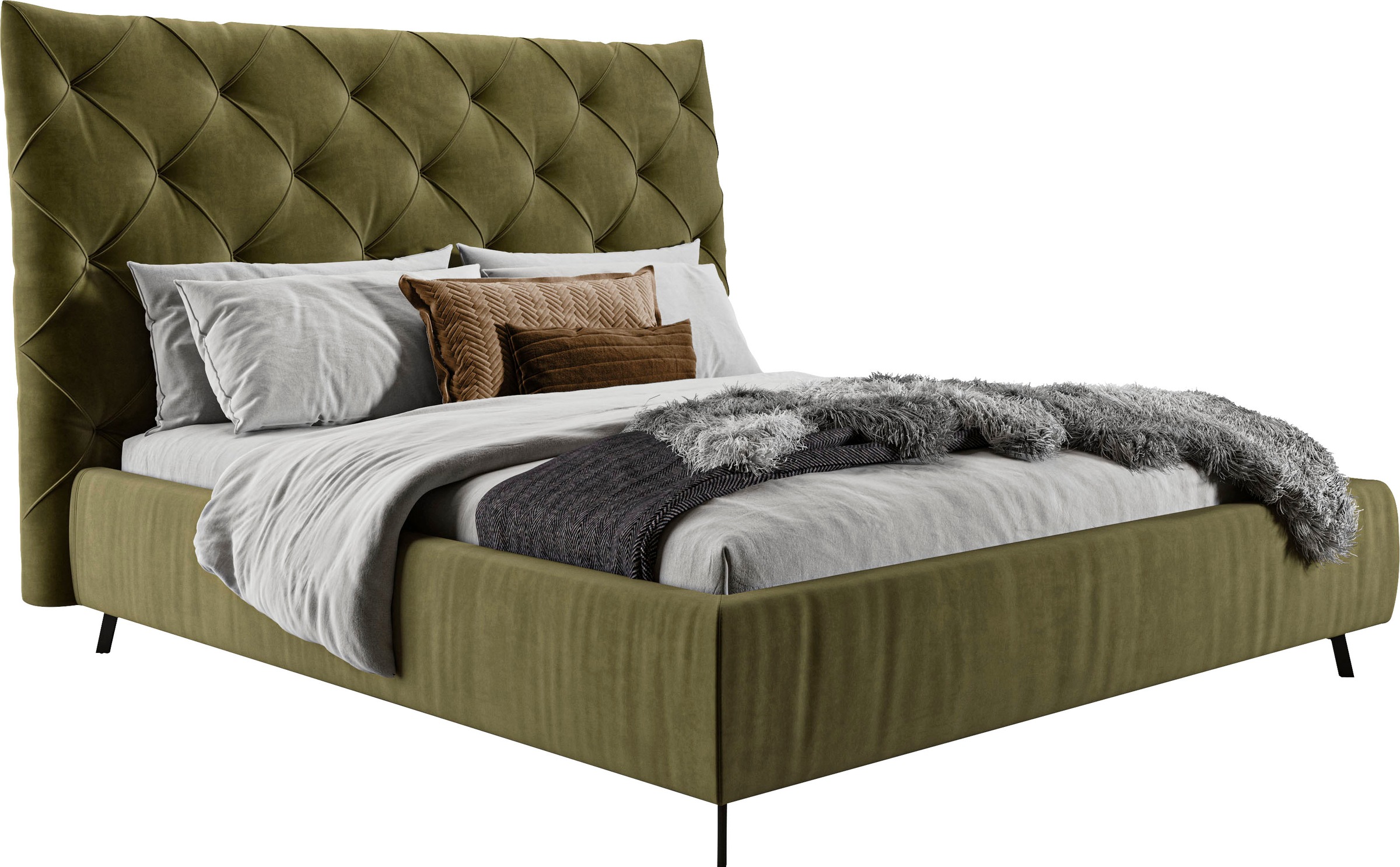 Leonique Polsterbett "Maxime, in 4 Breiten bis 200cm, auch in Leder" Kopfte günstig online kaufen
