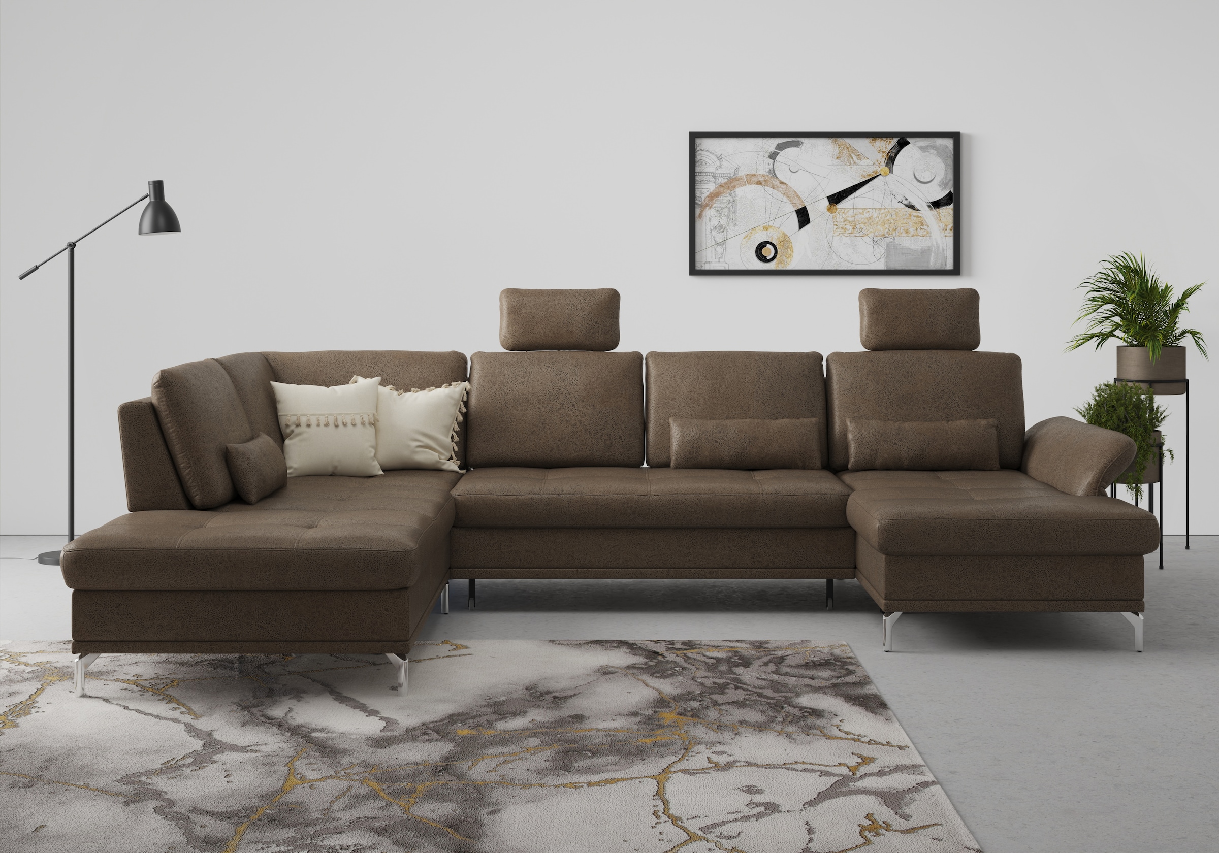 Home affaire Wohnlandschaft »Palm Beach U-Form« Federkern, mit Sitztiefenve günstig online kaufen