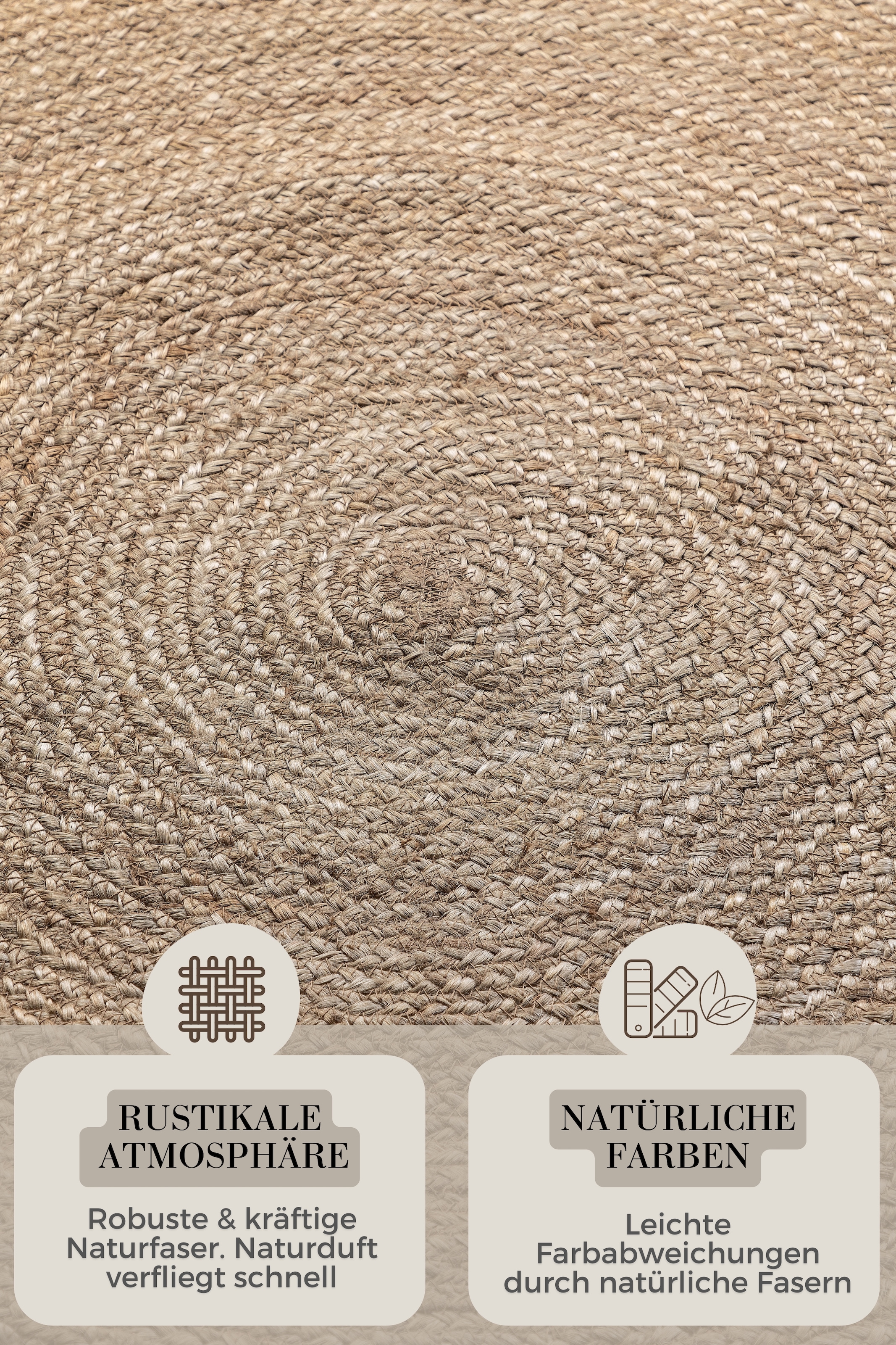 HANSE Home Teppich »Rangpur Juteteppich, auch in oval« rund 10 mm Höhe Handgewebt, 100% Jute , Natur, Wohnzimmer, Flur, Boho, Skandi