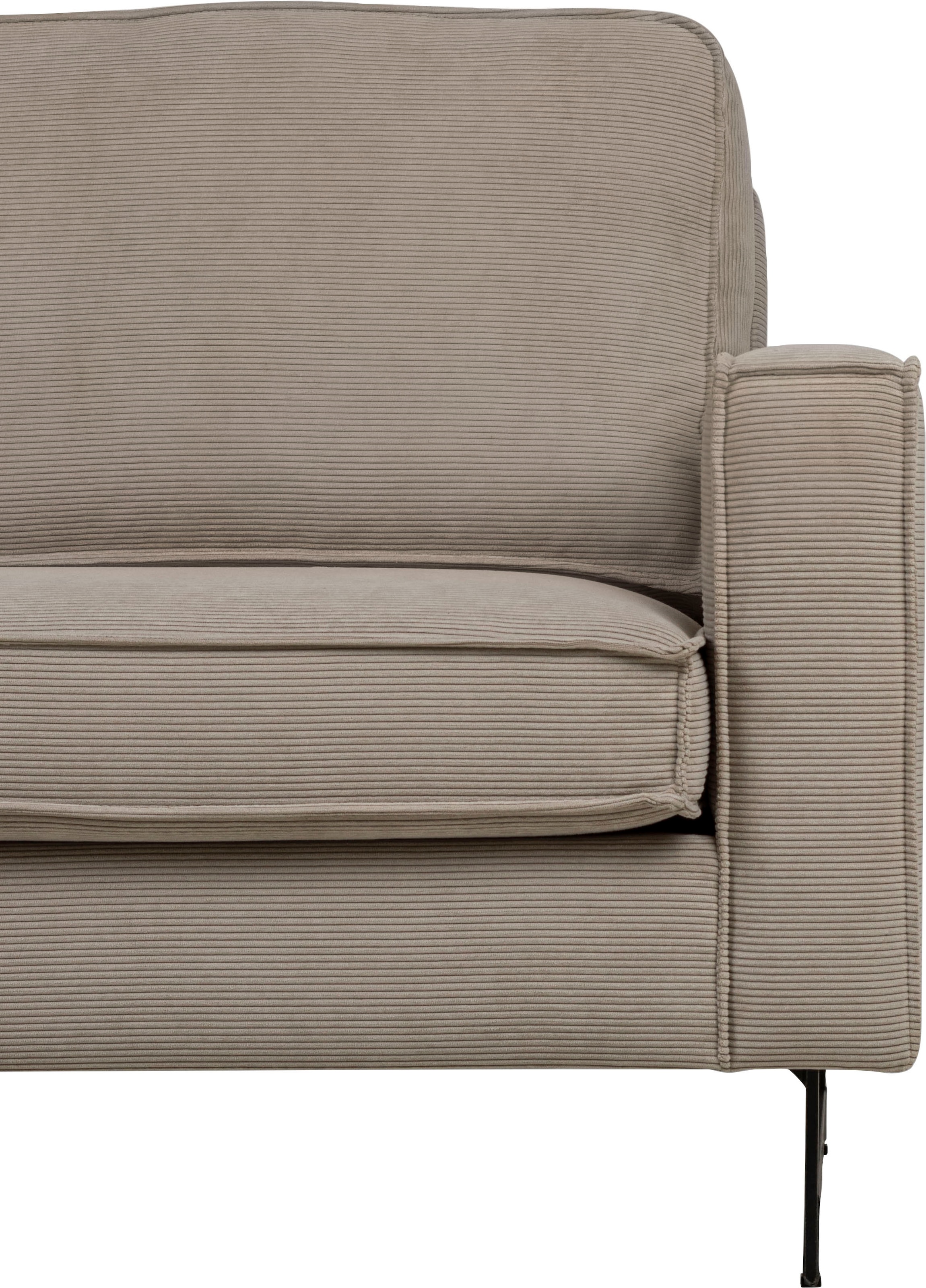 Places of Style Ecksofa »Pinto, 290 cm, Cord, Chenille, Lederoptik, Ottomane links / rechts«, mit Keder, schwarze Metallfüße, Wellenunterfederung