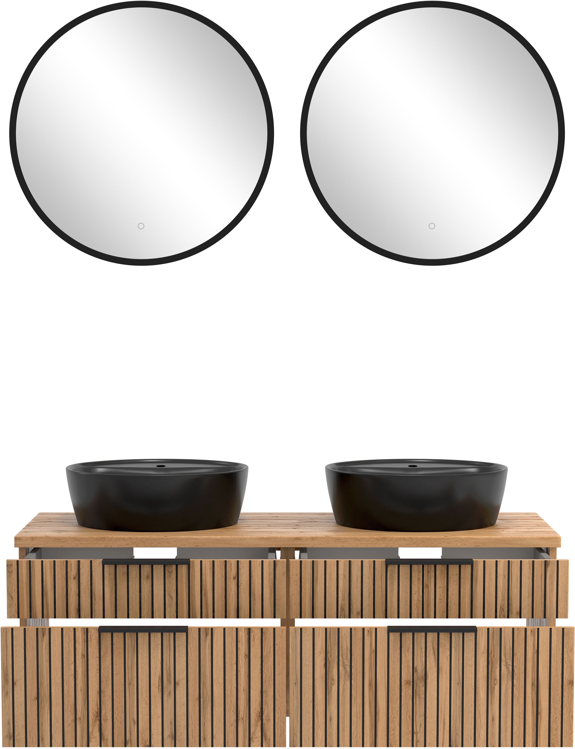 welltime Badmöbel-Set »Welltime, Carlton Waschtisch-Set, 80 oder 120 cm, gestreift«, (3 St.)