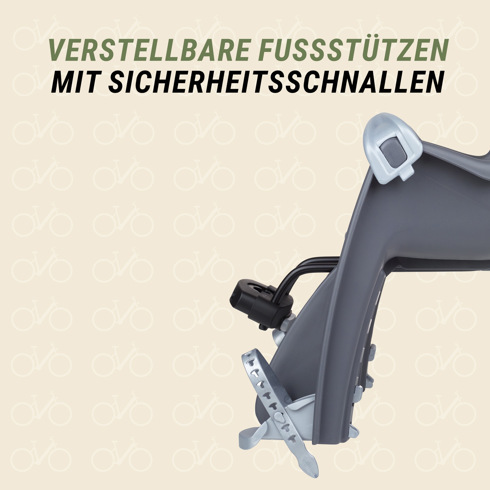 Prophete Fahrradkindersitz »Fahrrad Kindersitz Bilby Junior« verstellbare Fußstützen mit Sicherheitsschnallen