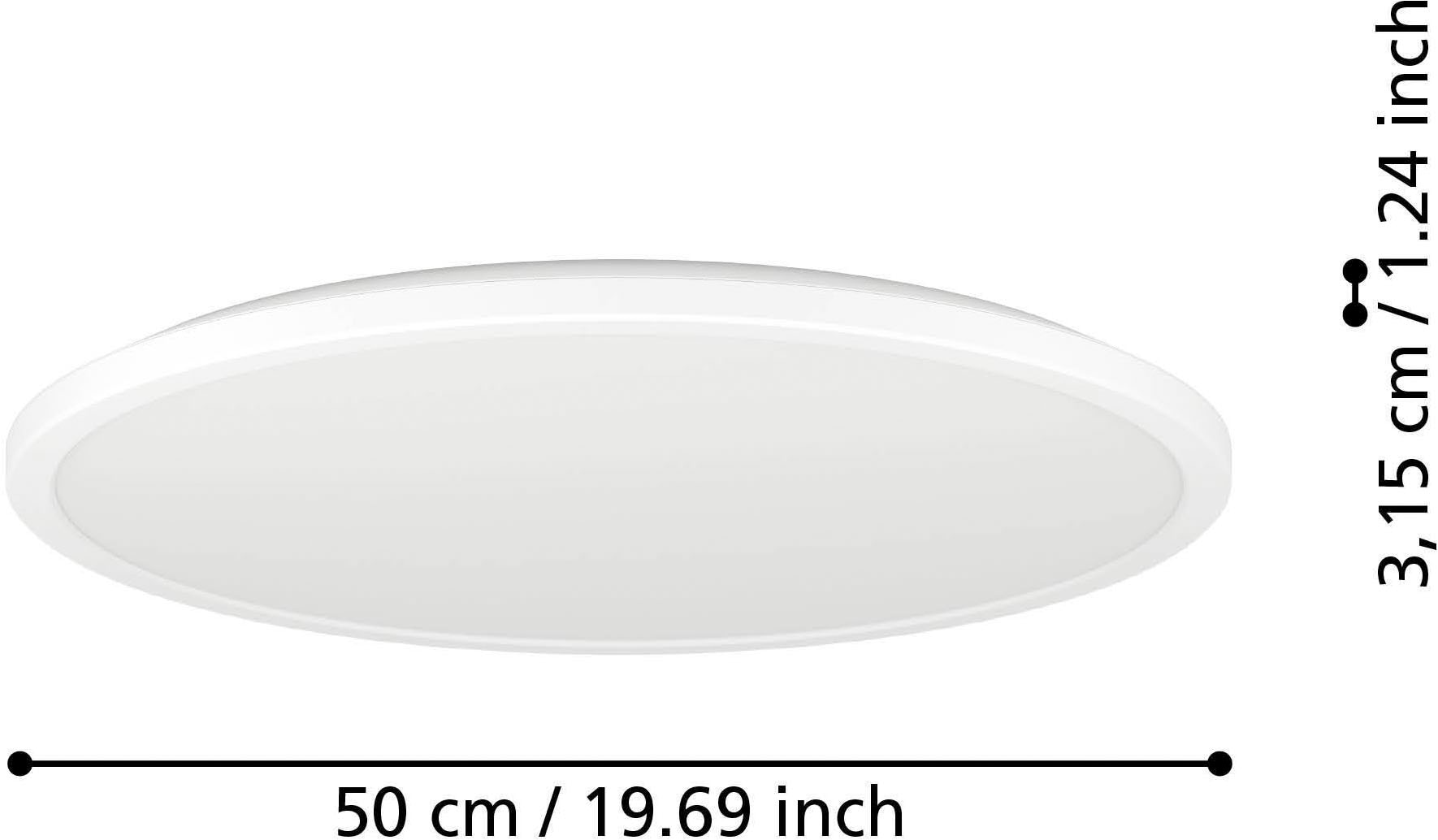 EGLO Deckenleuchte »Rovito-Z Deckenlampe, ZigBee 3.0, Kunststoff, Badezimmerlampe, IP44« LED-Modul 1 Stk. Kaltweiß | RGB Wand-/Deckenleuchte - H3,2 x Ø50 cm - weiß - 16,8W inkl.