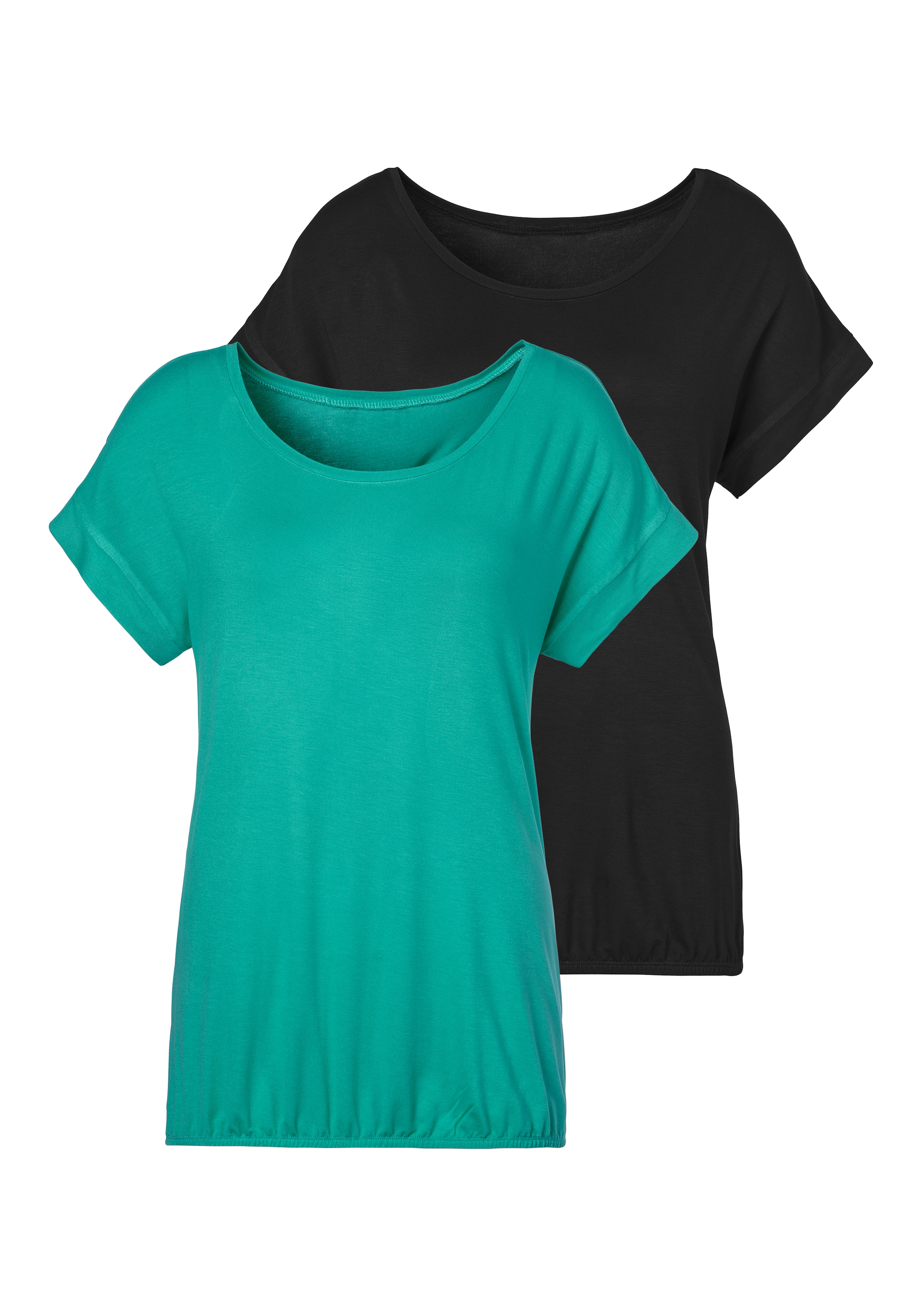 T-Shirt, elastischem mit (2er-Pack), günstig kaufen Saumabschluss Vivance