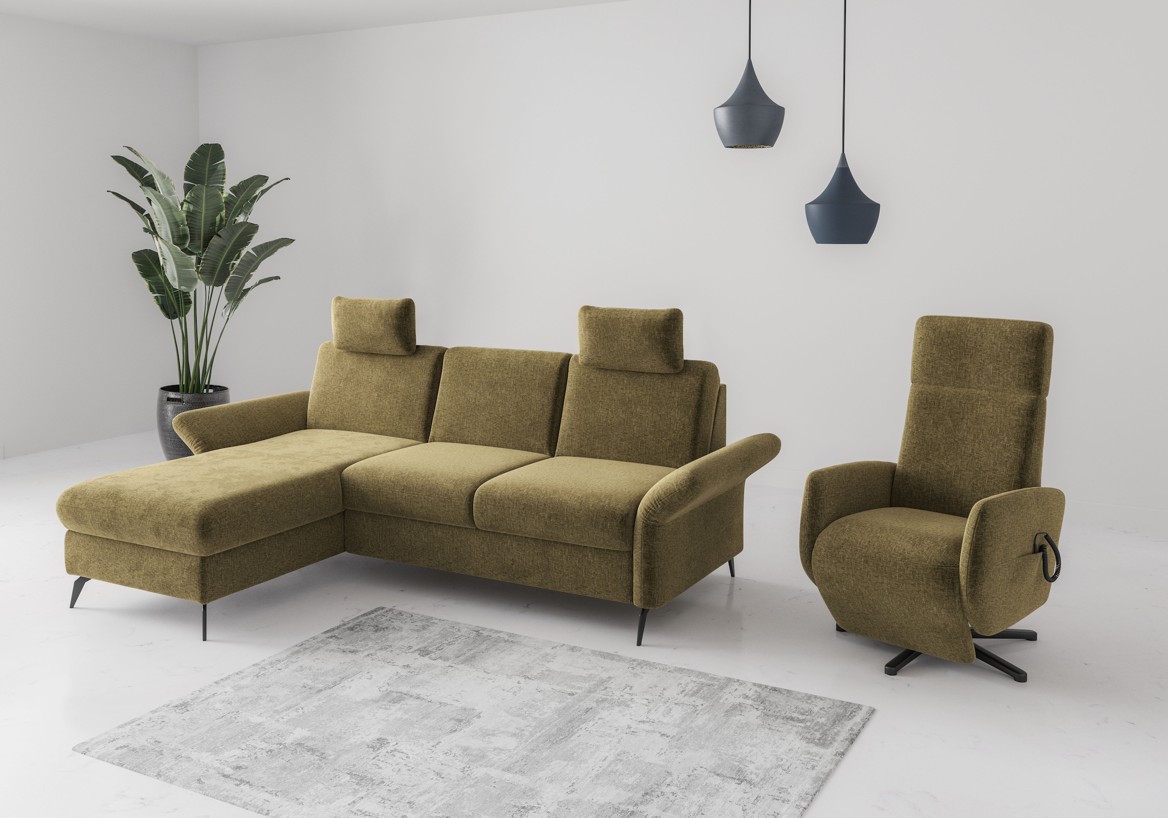 Home affaire Ecksofa »Rochelle«, optional: Armteilverstellung, klappbar, Bettkasen