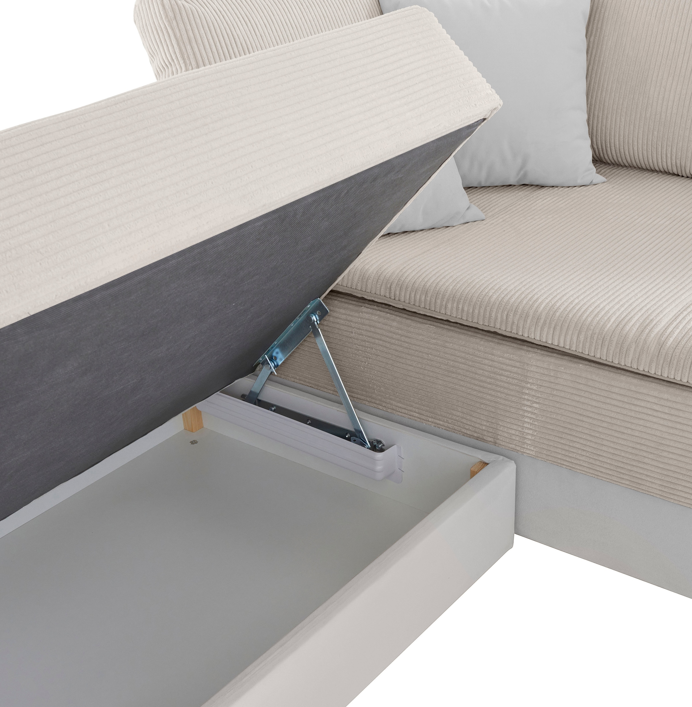 INOSIGN Ecksofa »Boxspringbett Night & Day L-Form mit Dauer-Schlaffunktion mit Armlehne«, mit Boxspring-Bettfunktion 180x200 cm und Bettkasten, Dauerschläfer!