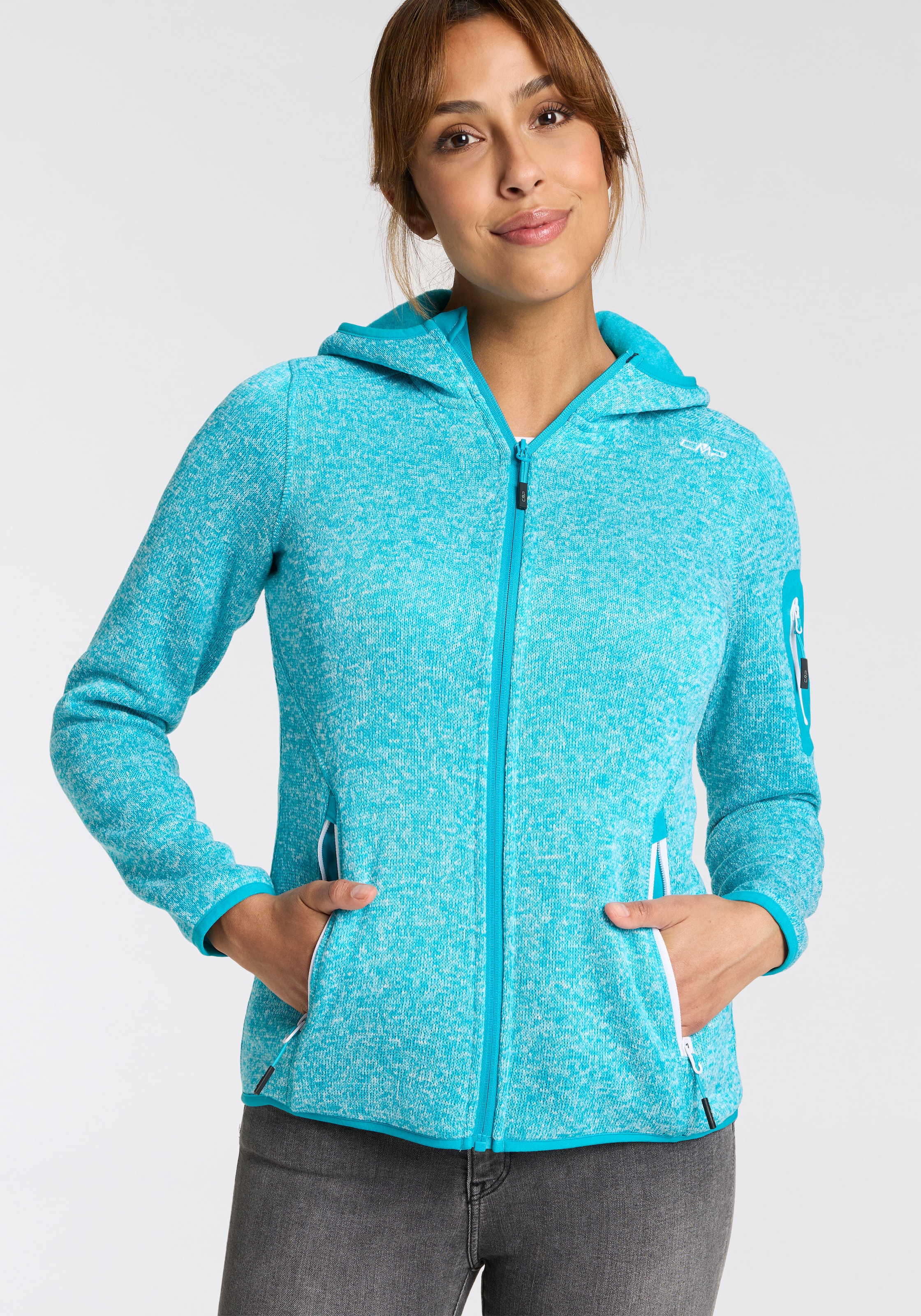 CMP Strickfleecejacke »KNITTED MELANGE HOODY WOMAN HOODY«, (1 St.), mit Kapuze, Wärmend und