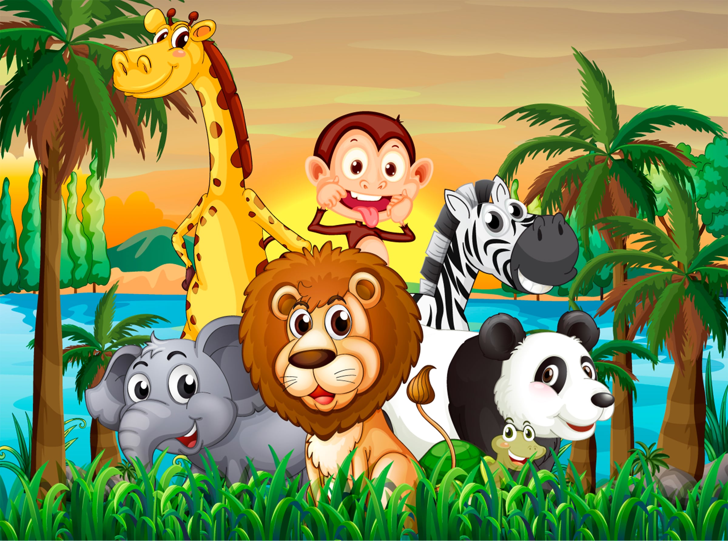 Papermoon Fototapete »Jungle Animals« glatt günstig online kaufen
