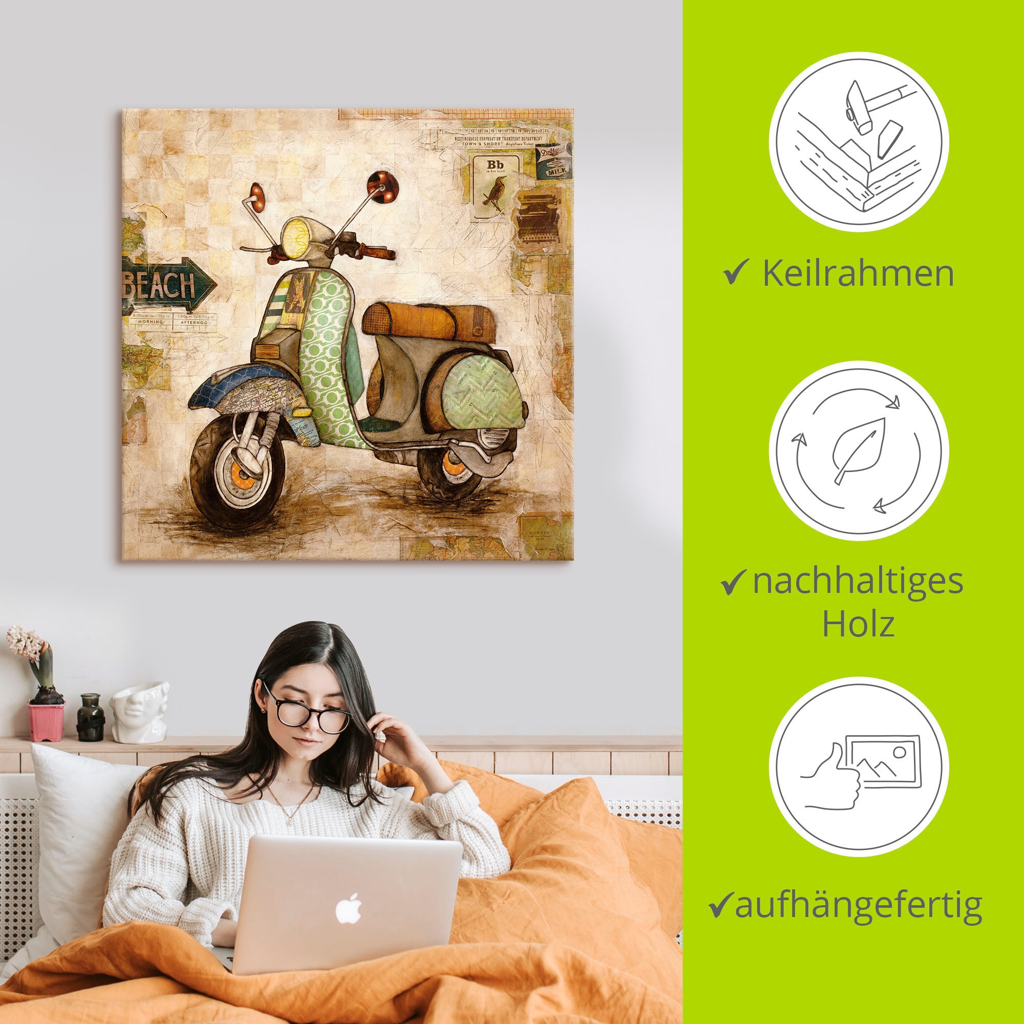 Artland Leinwandbild »Drum herum II«, Motorräder & Roller, (1 St.), auf Keilrahmen gespannt